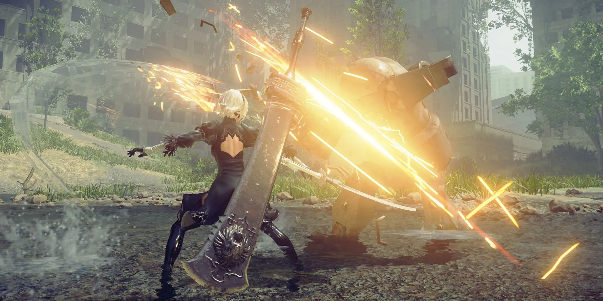 Nhân vật 2B chiến đấu mãn mãn trong NieR Automata, tựa Action JRPG xuất sắc kết hợp nhiều thể loại