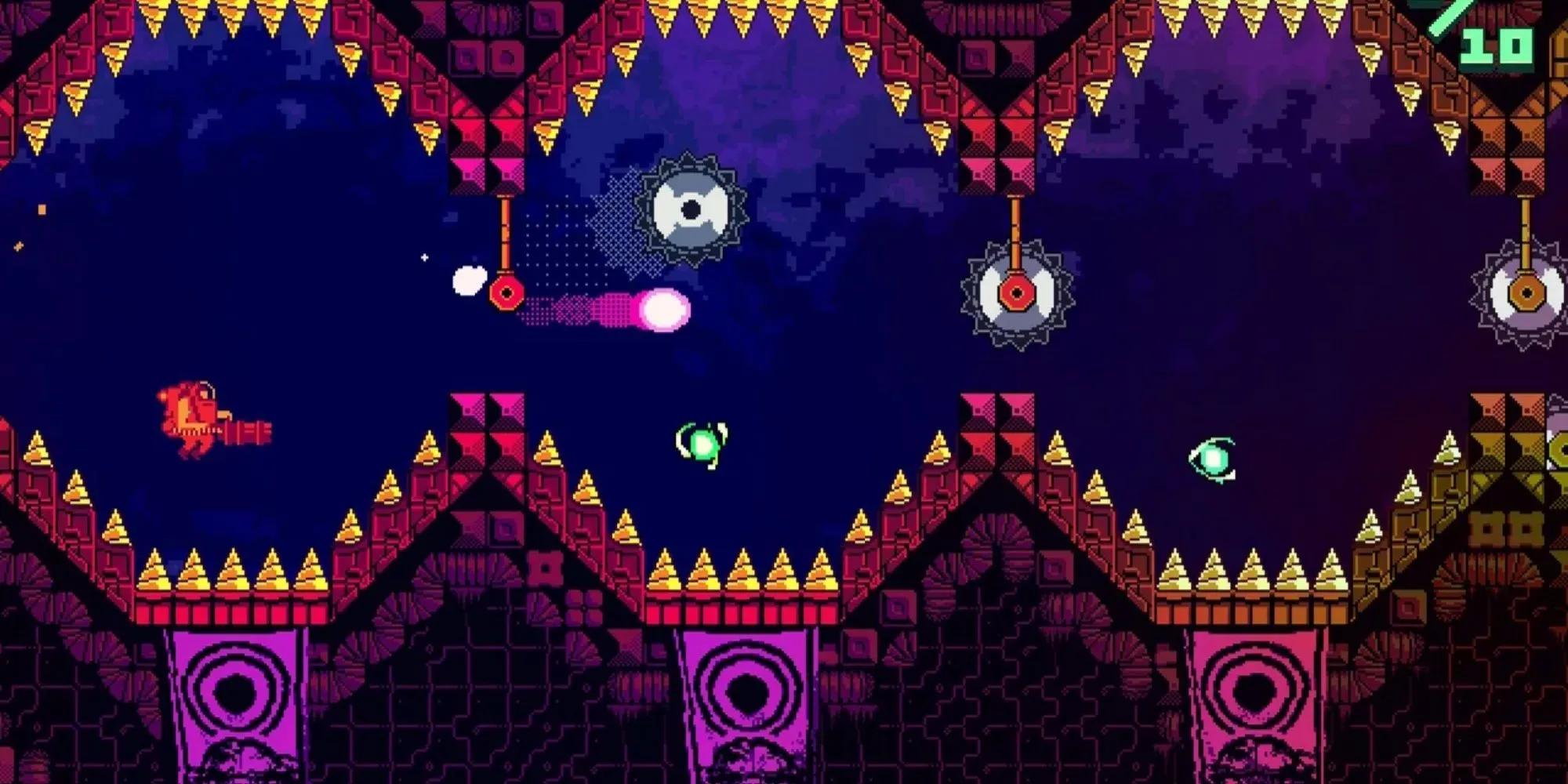 Nhân vật bắn súng xuống để bay lên trong game platformer tốc độ cao ATOMIK RunGunJumpGun