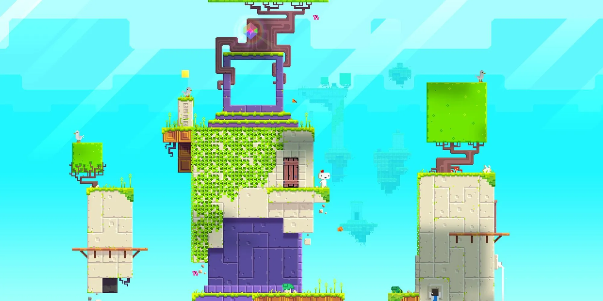 Nhân vật chính Gomez trong thế giới 2D/3D của game Fez