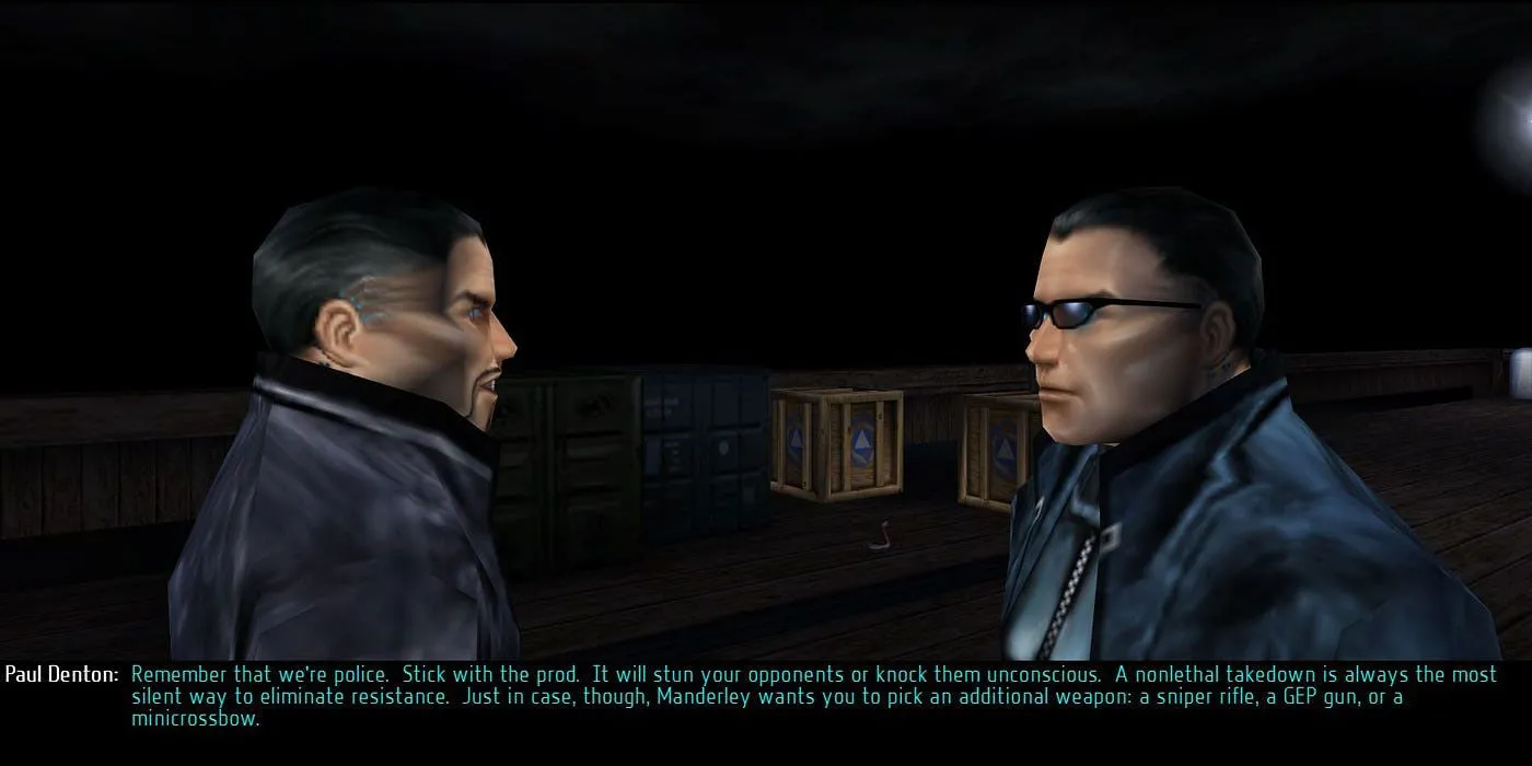 Nhân vật chính JC Denton trong game Deus Ex, biểu tượng của dòng game cyberpunk