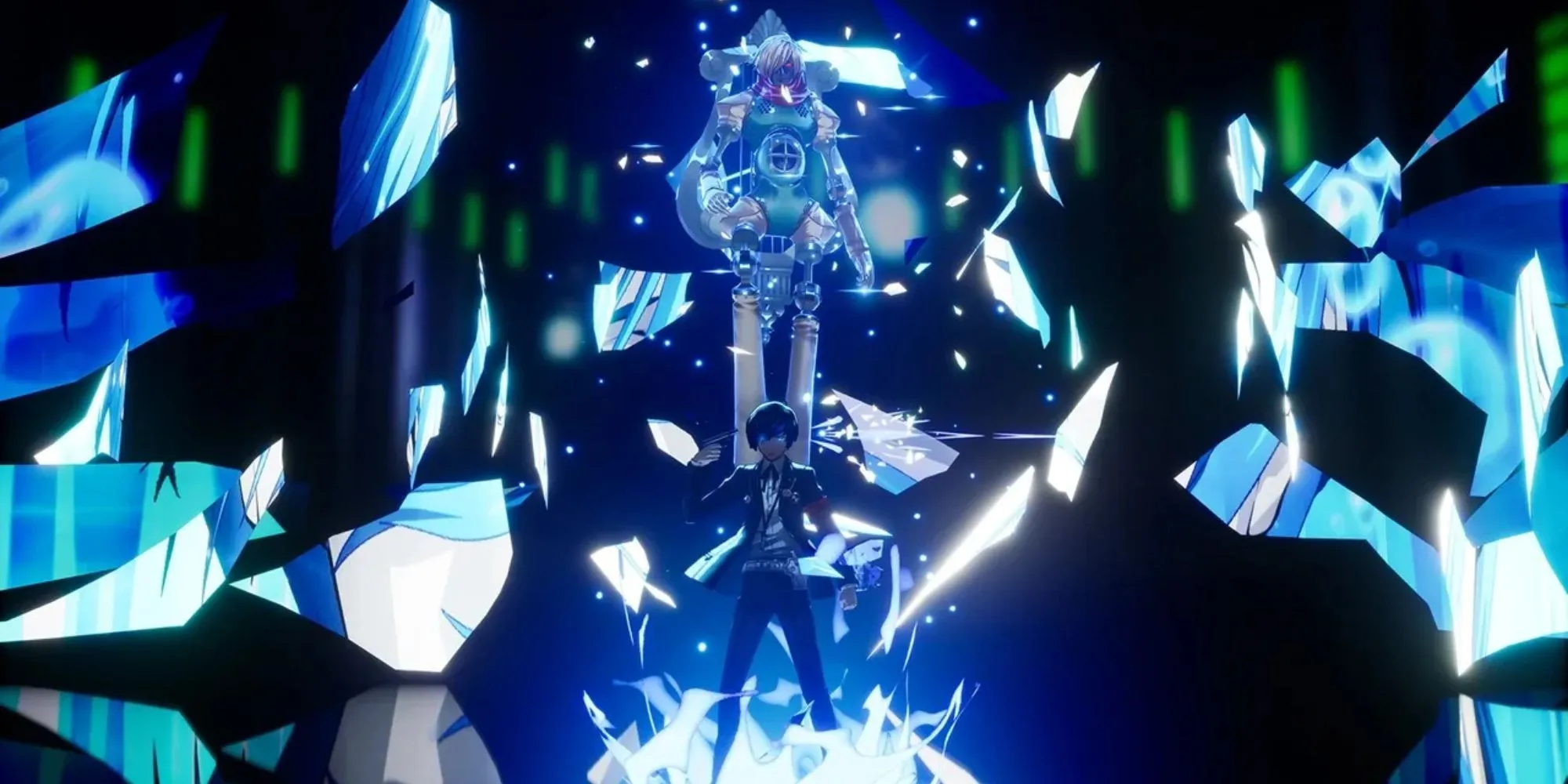 Nhân vật chính Makoto Yuki triệu hồi Persona trong game Persona 3 Reload.