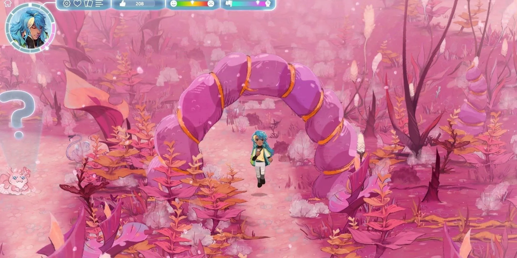 Nhân vật chính trong game I Was a Teenage Exocolonist nhìn ra một khung cảnh ngoài hành tinh