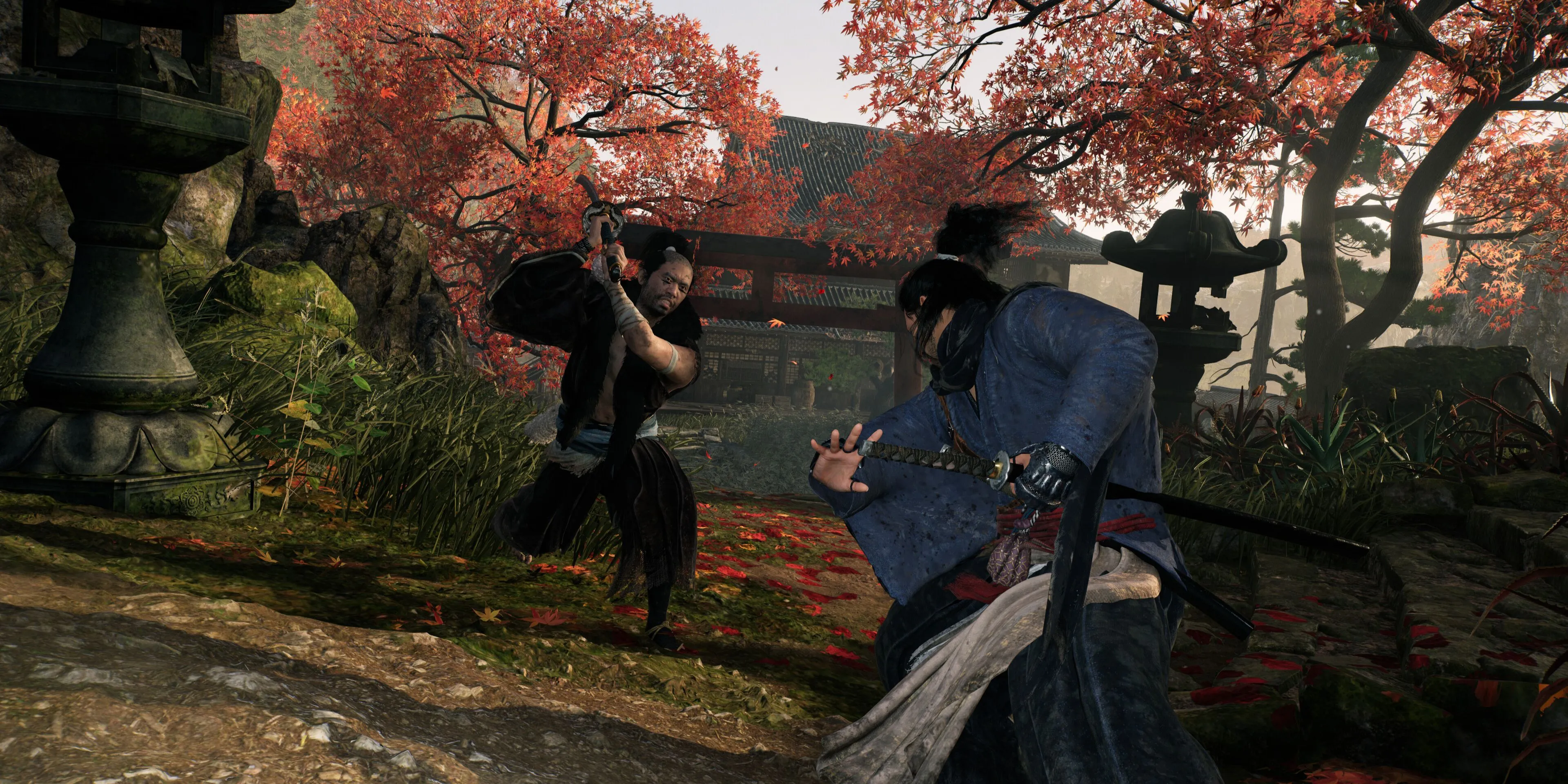 Nhân vật chính trong Rise of the Ronin chiến đấu trên mái nhà, bối cảnh Nhật Bản cuối thời Edo đầy biến động.