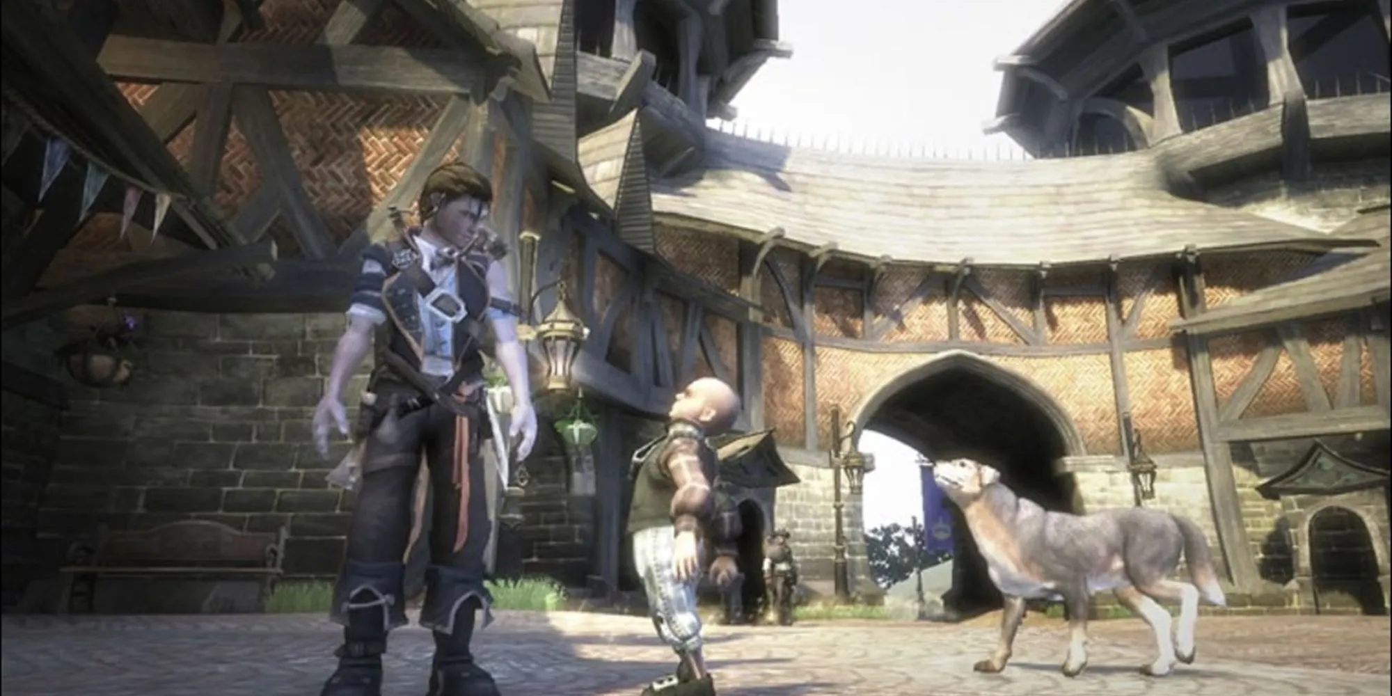 Nhân vật chính và chú chó trong game Fable 2