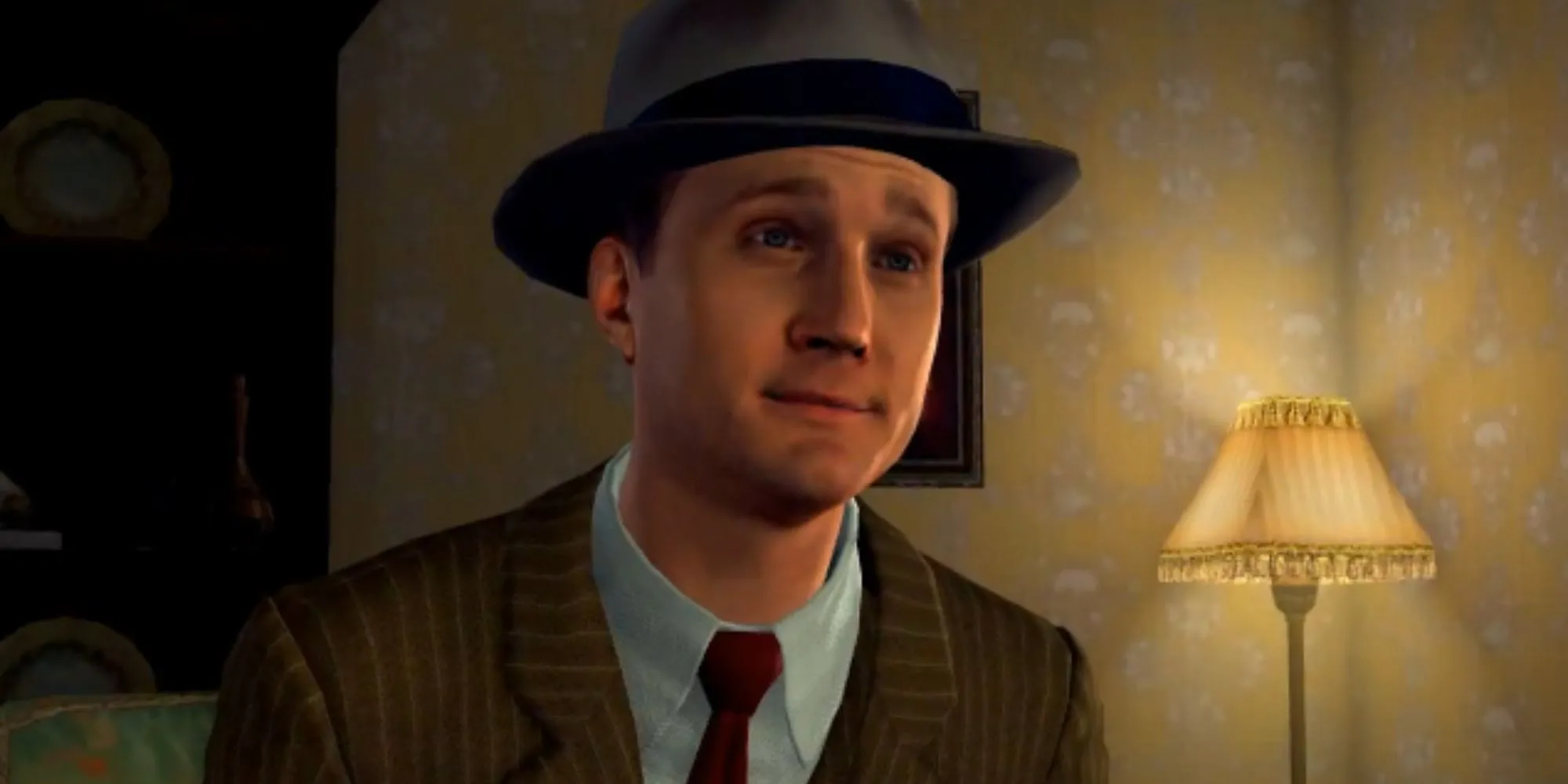 Nhân vật Cole Phelps trong game LA Noire, một tựa game cảnh sát được nhắc đến để so sánh với The Precinct