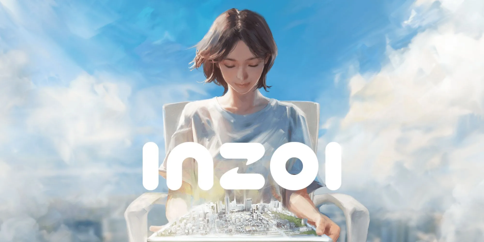 Nhân vật InZOI nhìn xuống thành phố từ trên cao, thể hiện quy mô và chi tiết của game