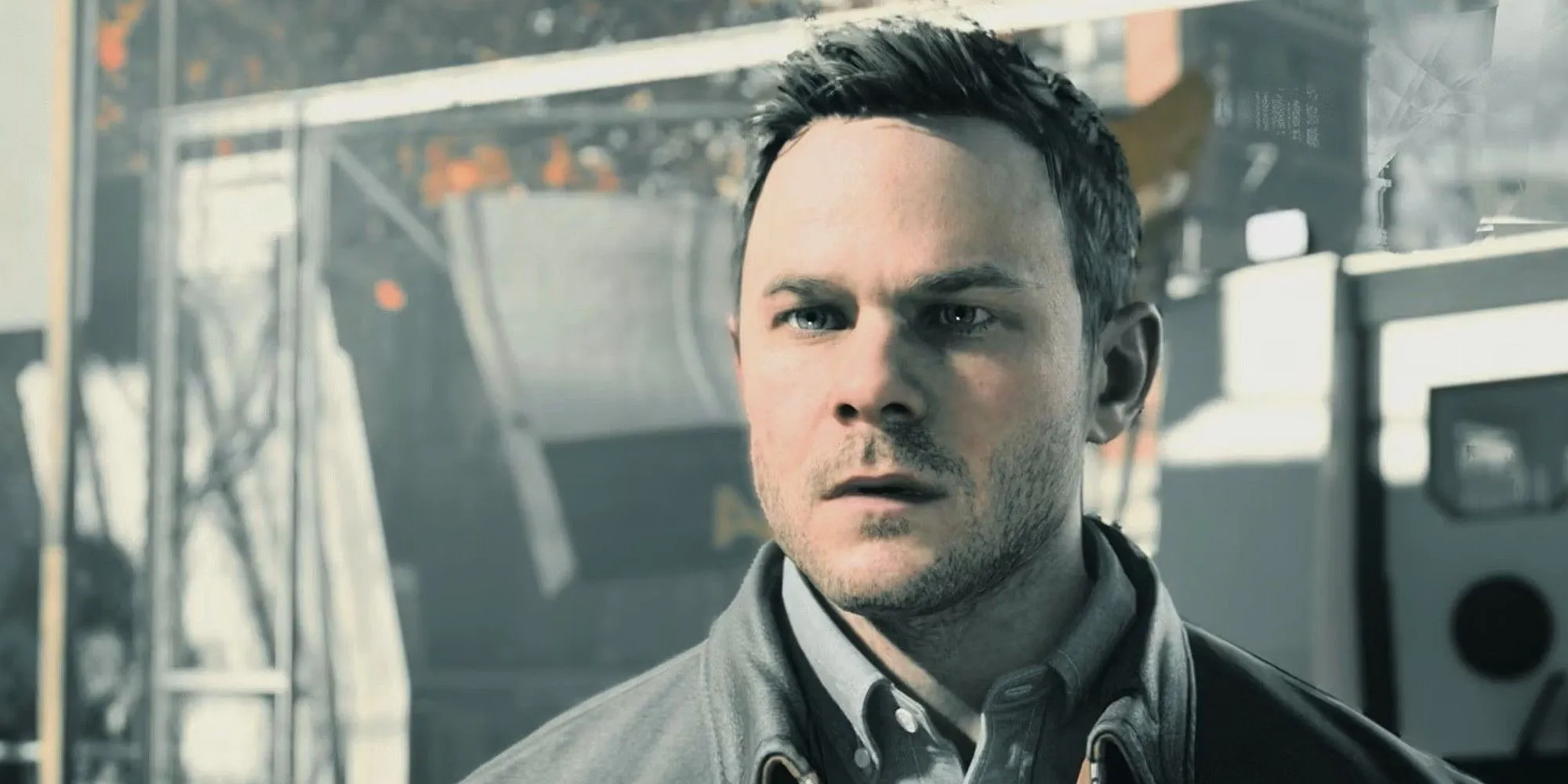 Nhân vật Jack Joyce trong Quantum Break cận cảnh, thể hiện sự căng thẳng trong một thế giới thời gian bị bóp méo