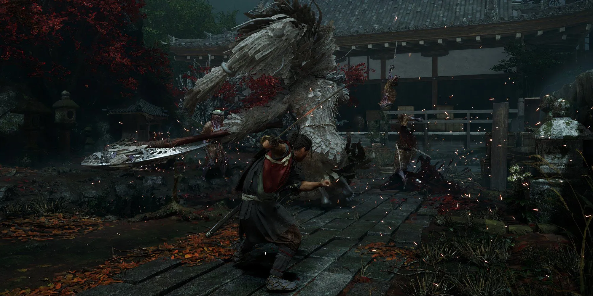 Nhân vật Miyamoto Musashi trong một cảnh chiến đấu của Onimusha Way of the Sword