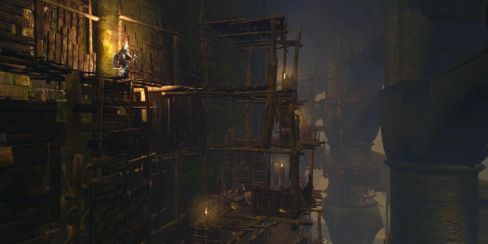 Nhân vật người chơi bị nhiễm độc trong game Souls, thanh trạng thái độc đang tăng dần
