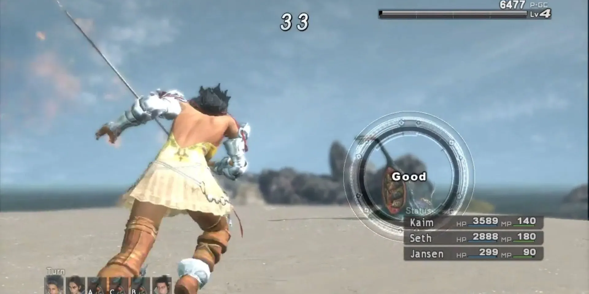 Nhân vật Seth tung chiêu tấn công quái vật trong một trận chiến của Lost Odyssey