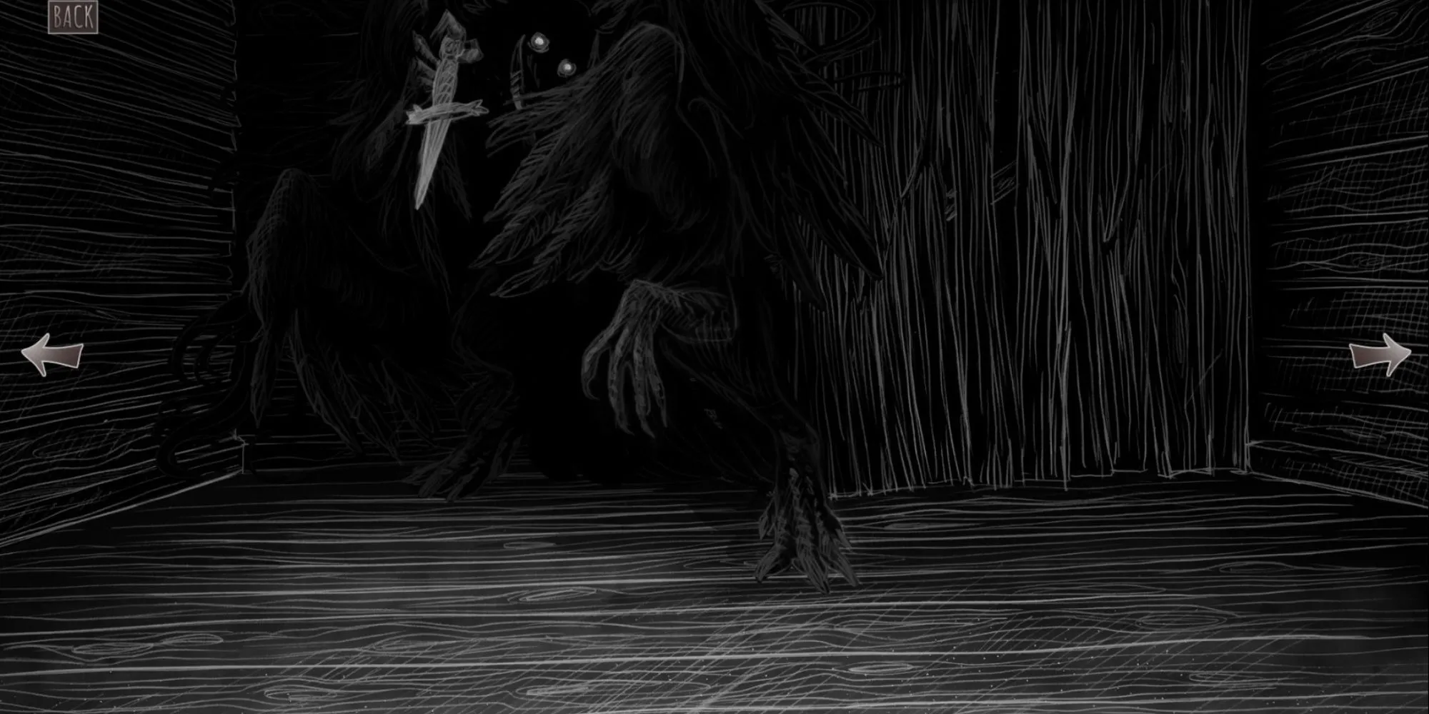 Nhân vật The Player đứng trước The Princess trong visual novel Slay the Princess