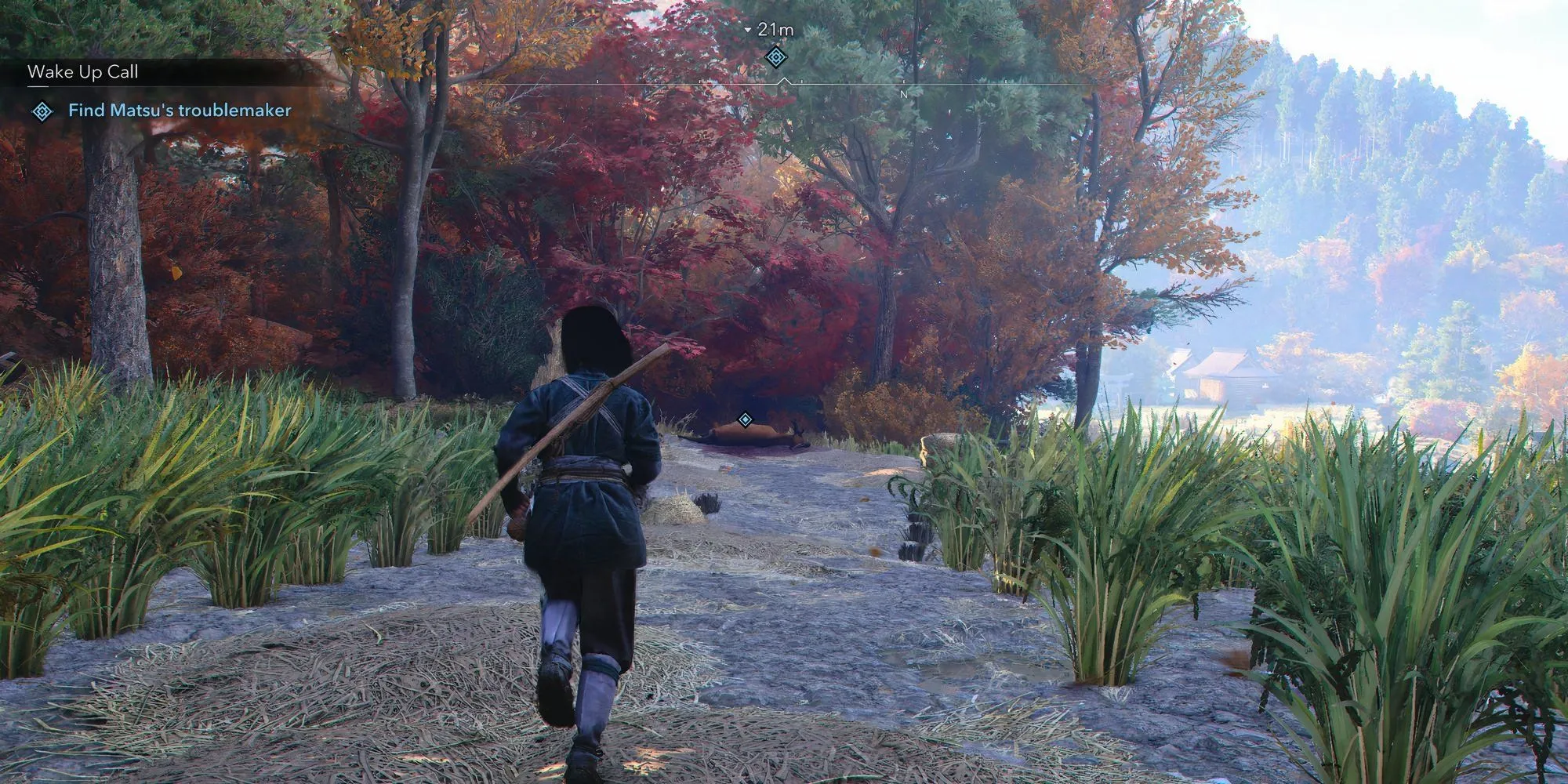 Nhân vật trong Assassin's Creed Shadows đang thực hiện nhiệm vụ điều tra, thể hiện cơ chế gameplay của trò chơi