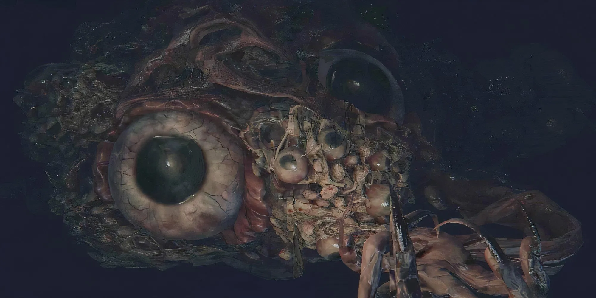 Nhân vật trong Bloodborne bị ảnh hưởng bởi hiệu ứng Cuồng Loạn, thanh trạng thái đang tăng nhanh và biểu hiện đau đớn