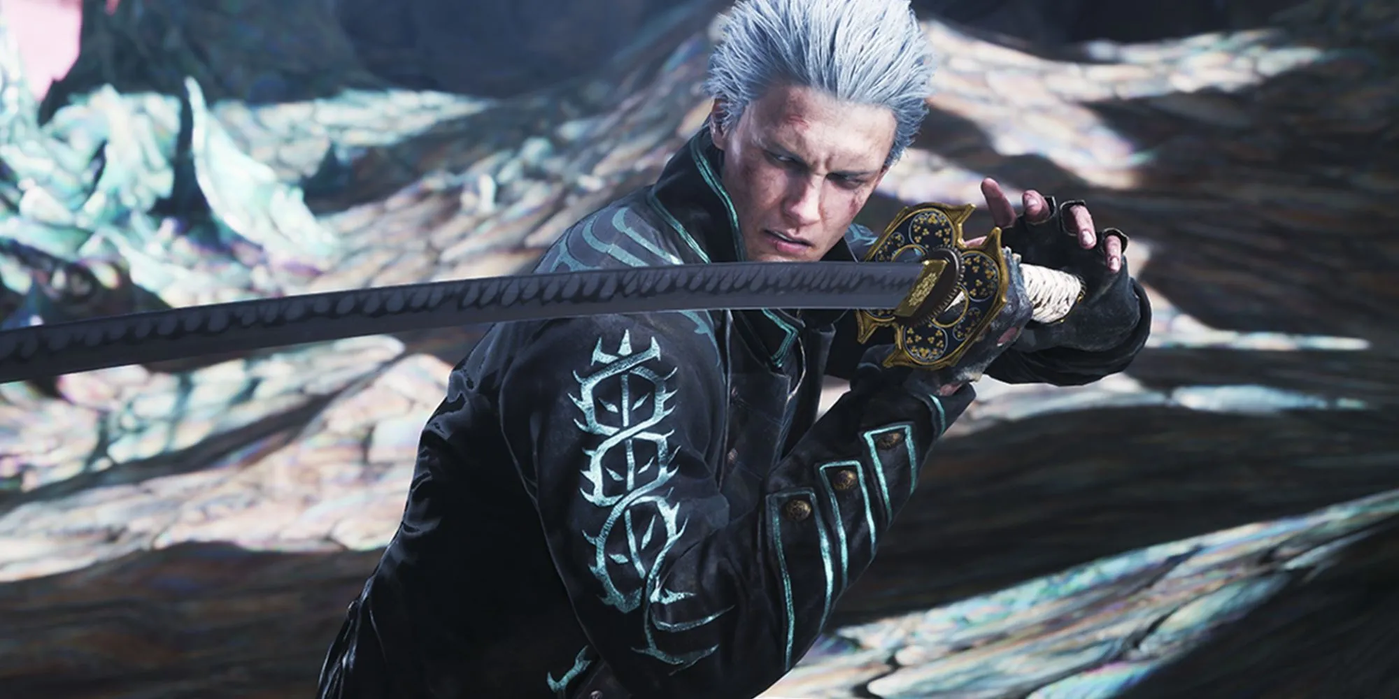 Nhân vật Vergil với thanh katana Yamato, biểu tượng của sức mạnh trong series Devil May Cry