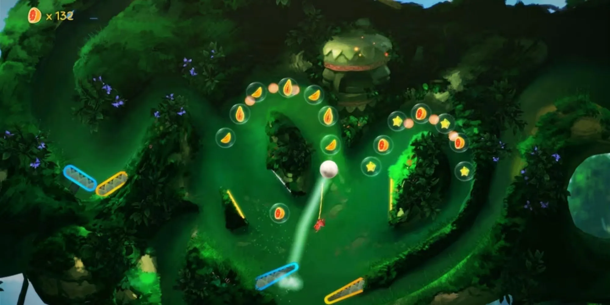Nhân vật Yoku gắn liền với quả bóng pinball trong Yoku's Island Express, game kết hợp platformer và pinball