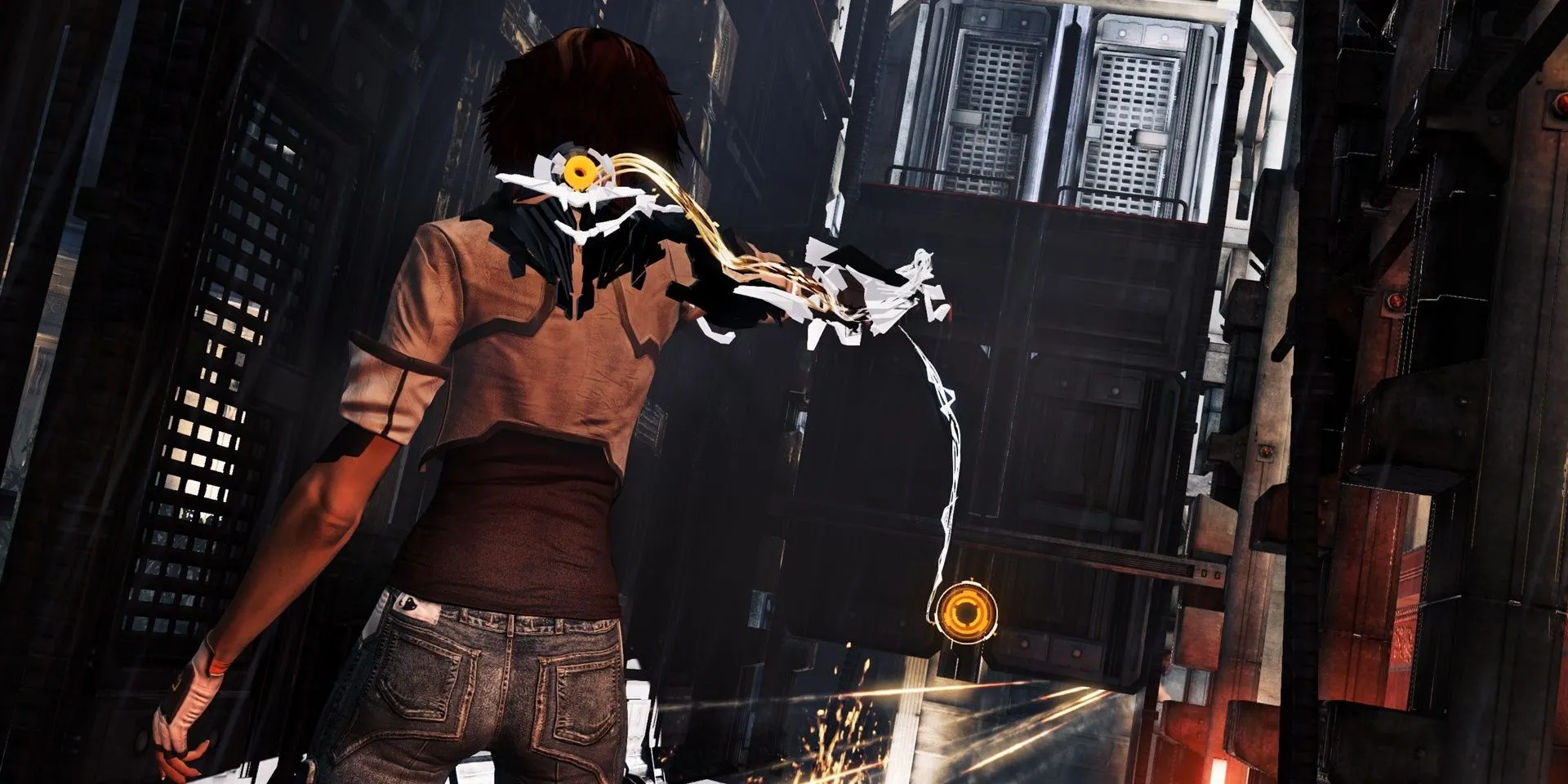 Nilin tương tác với máy móc trong thế giới cyberpunk của Remember Me
