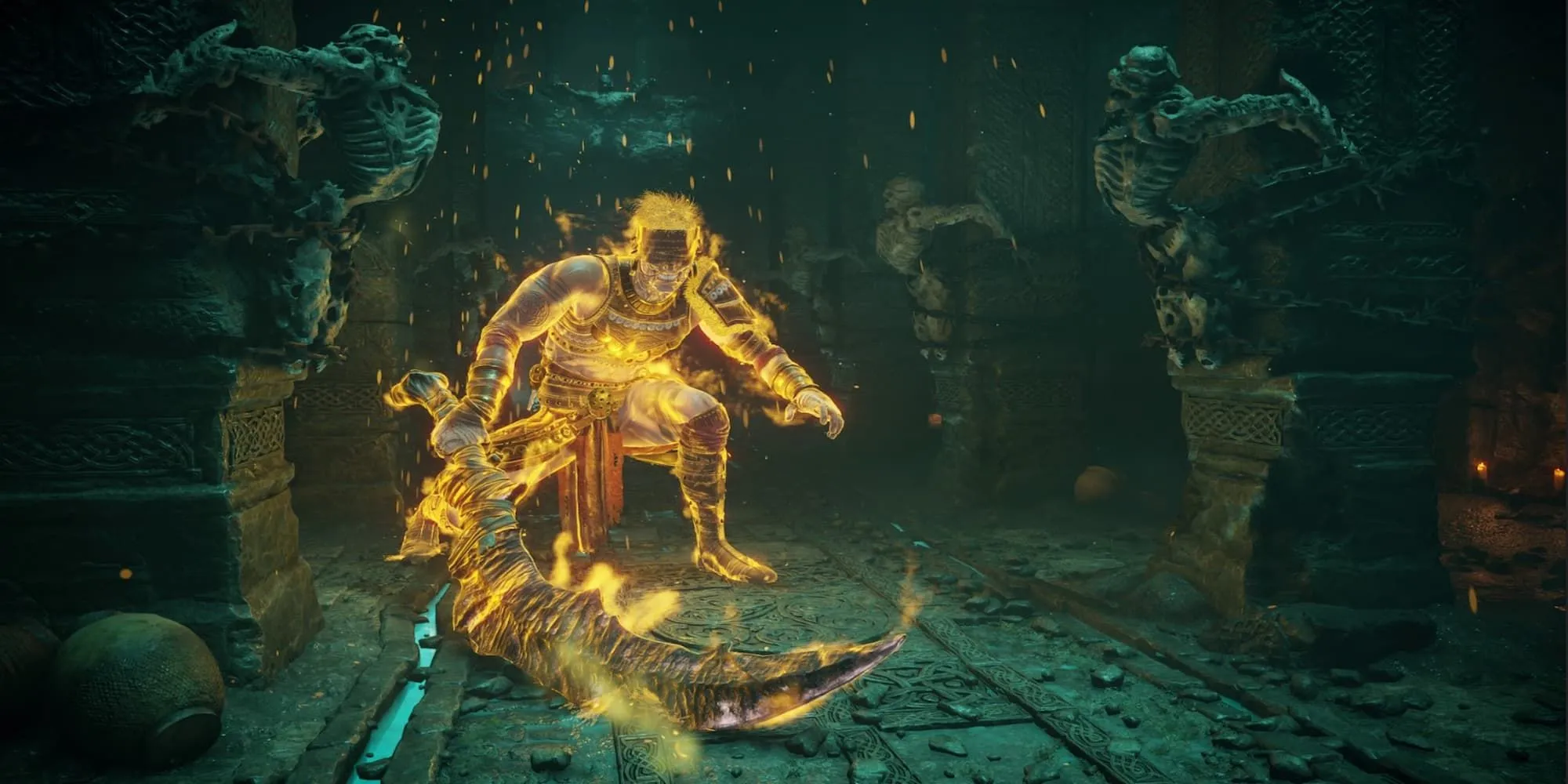 Old Hero đứng giữa đấu trường trong Demon's Souls Remake