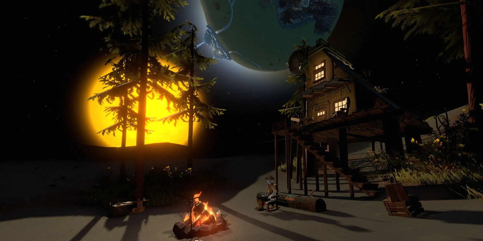 Phi thuyền trong Outer Wilds bay giữa các hành tinh nhỏ đầy bí ẩn