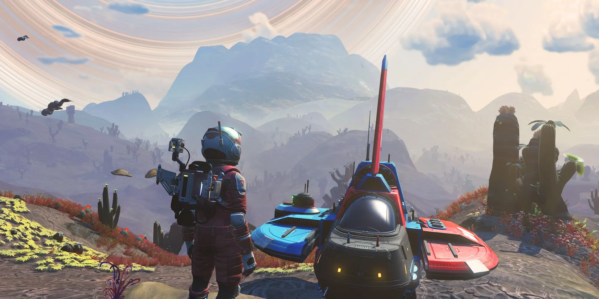 Phong cảnh một hành tinh kỳ lạ trong No Man's Sky với thảm thực vật độc đáo