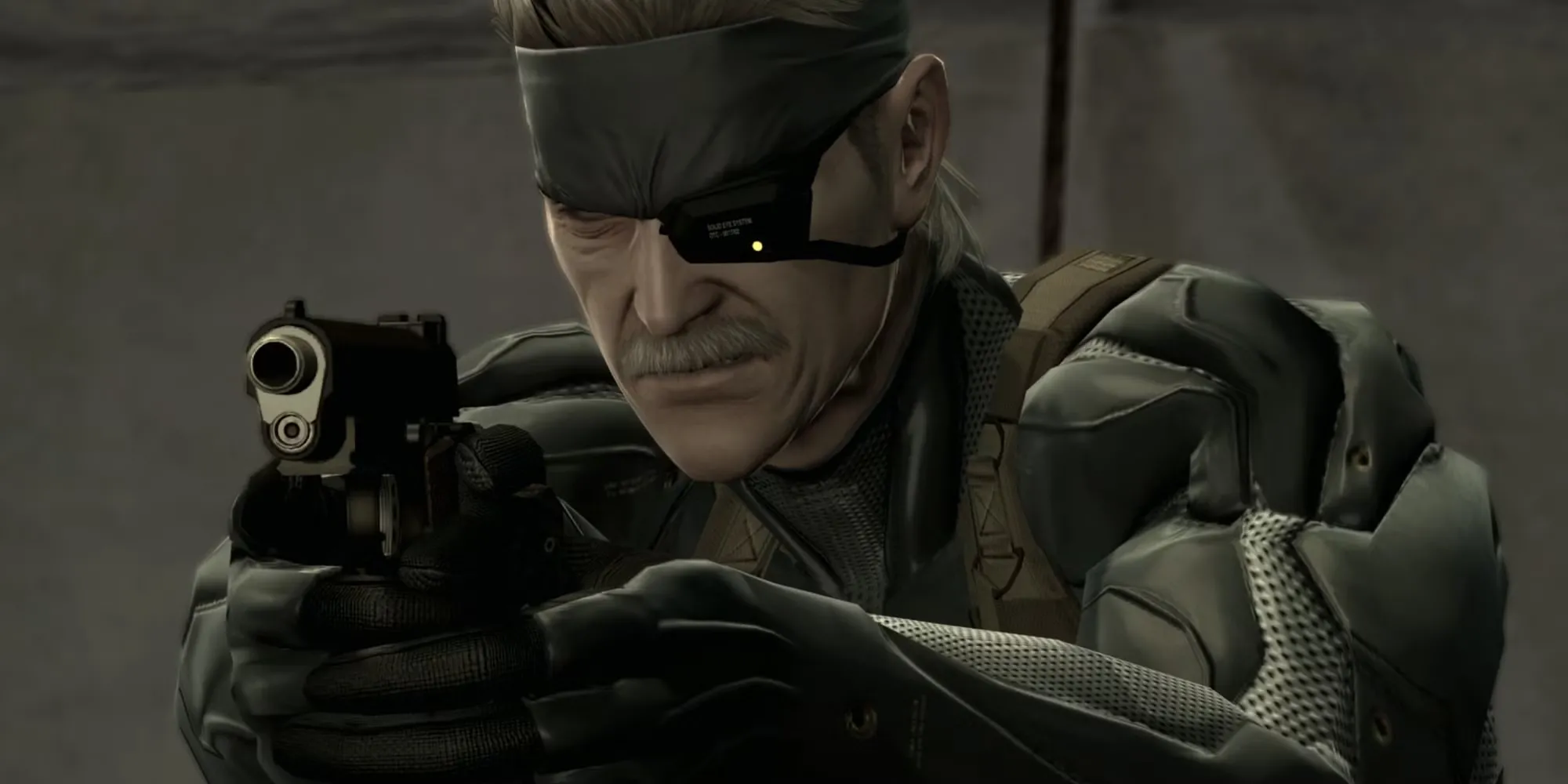 Poster chính thức của Metal Gear Solid 4: Guns of the Patriots, hồi kết của Solid Snake.