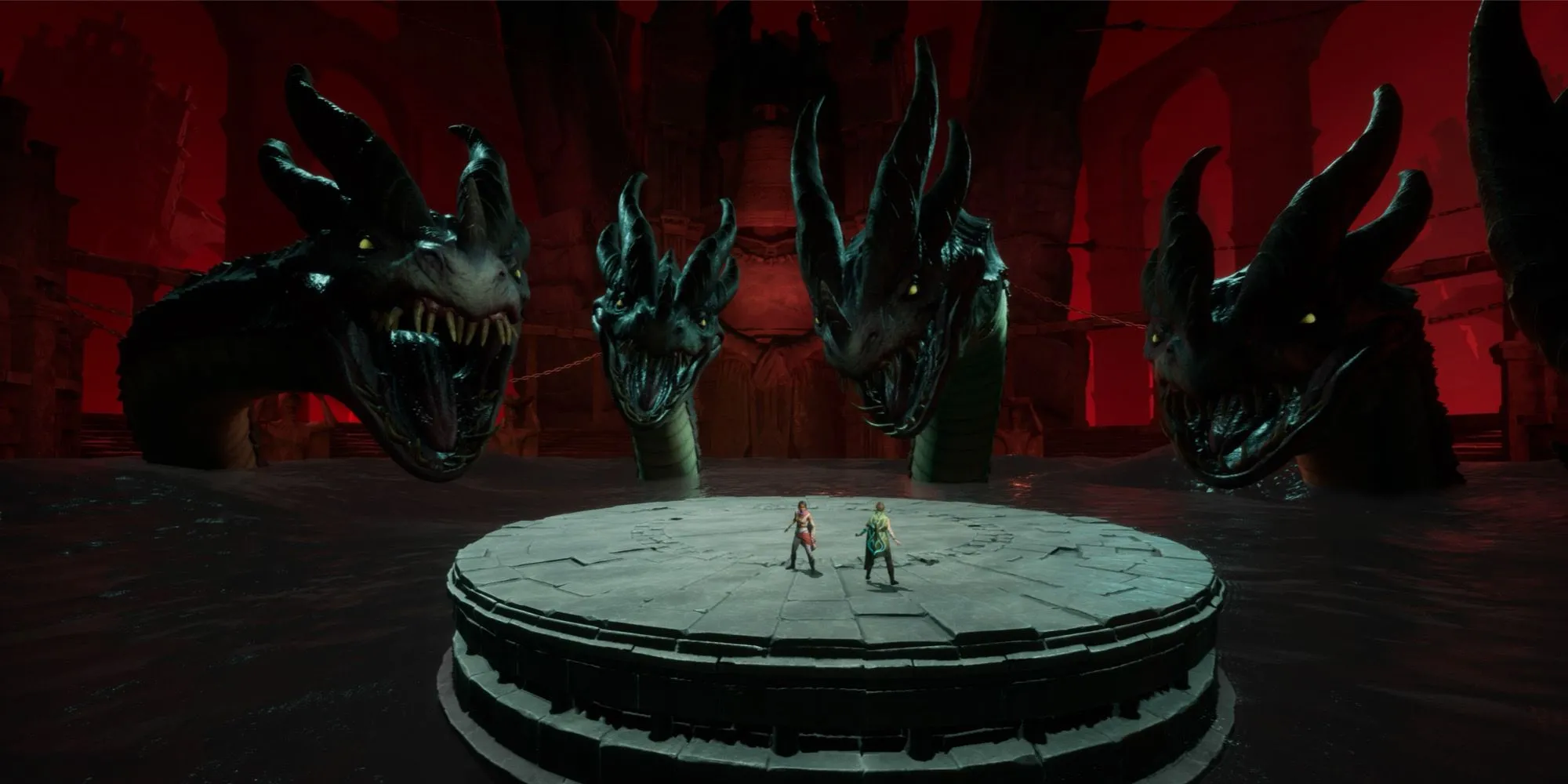 Quái vật Hydra hùng vĩ trong thế giới kết hợp fantasy và sci-fi của Split Fiction, một trong những thử thách mà Mio và Zoe phải đối mặt.