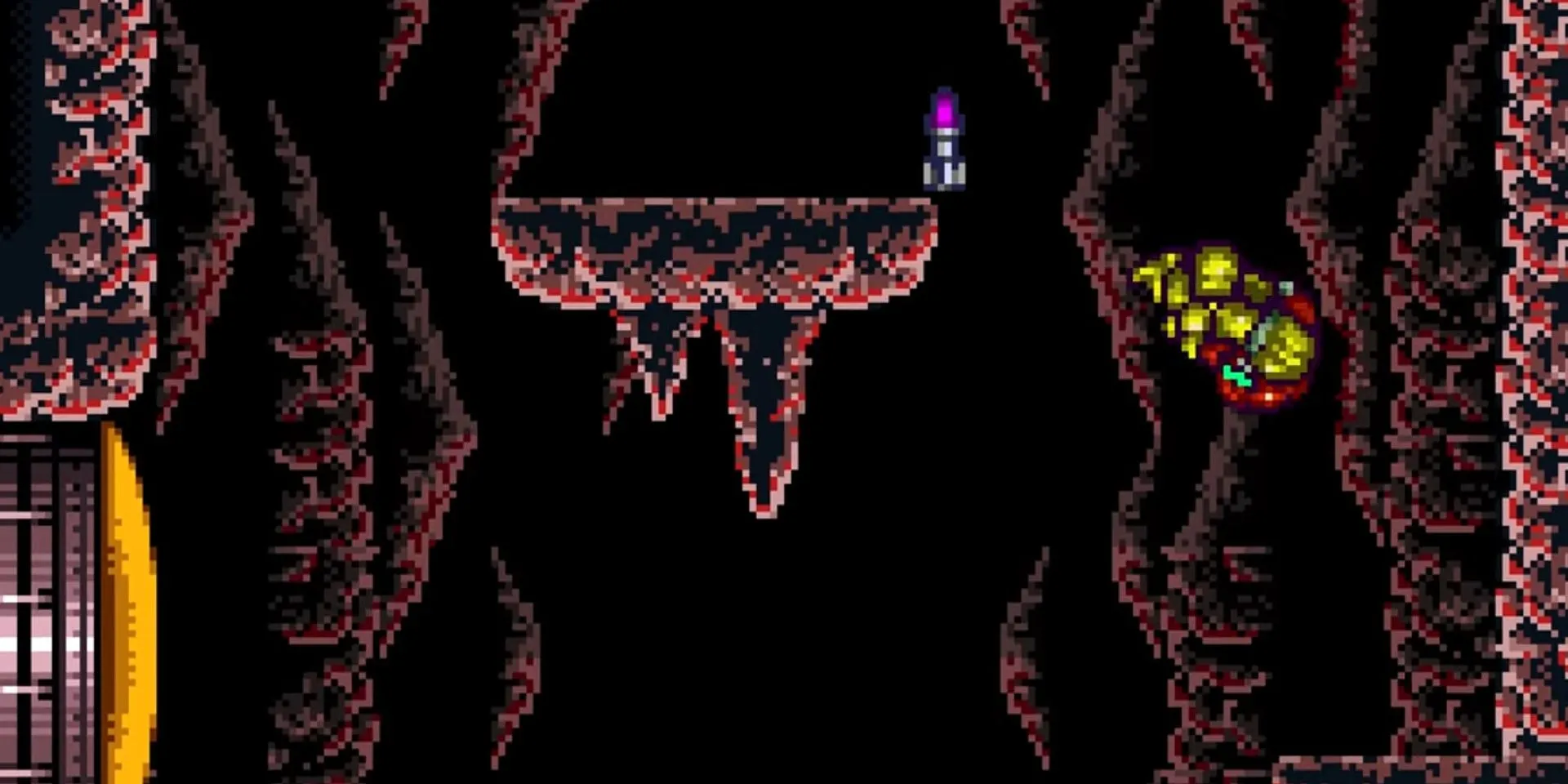 Samus Aran thực hiện cú nhảy trong game Super Metroid trên SNES
