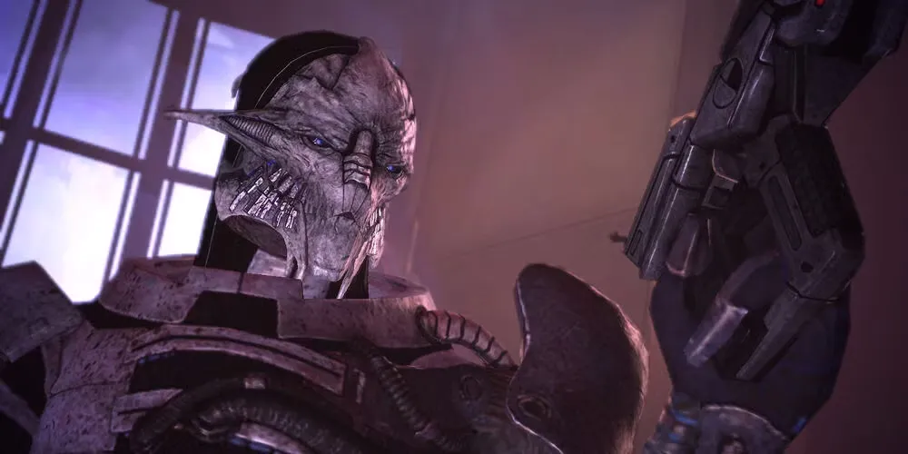 Saren Arterius, nhân vật phản diện chính trong Mass Effect, một trong những trận đấu trùm thiếu sáng tạo của game