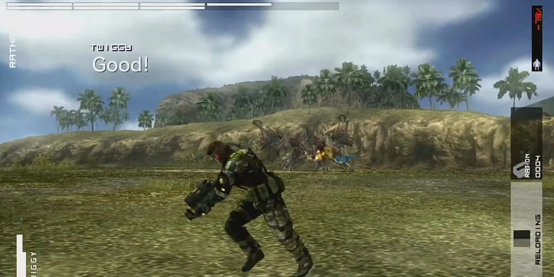Snake chiến đấu với Rathalos trong Metal Gear Solid: Peace Walker, một màn crossover độc đáo