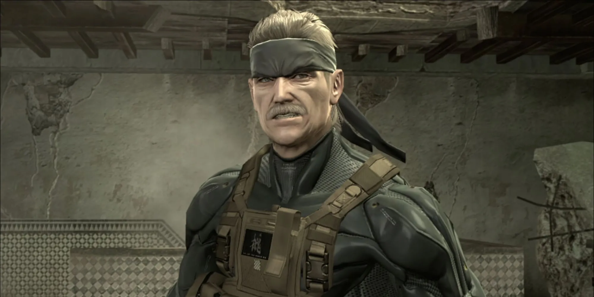 Solid Snake trong màn đầu tiên của Metal Gear Solid 4