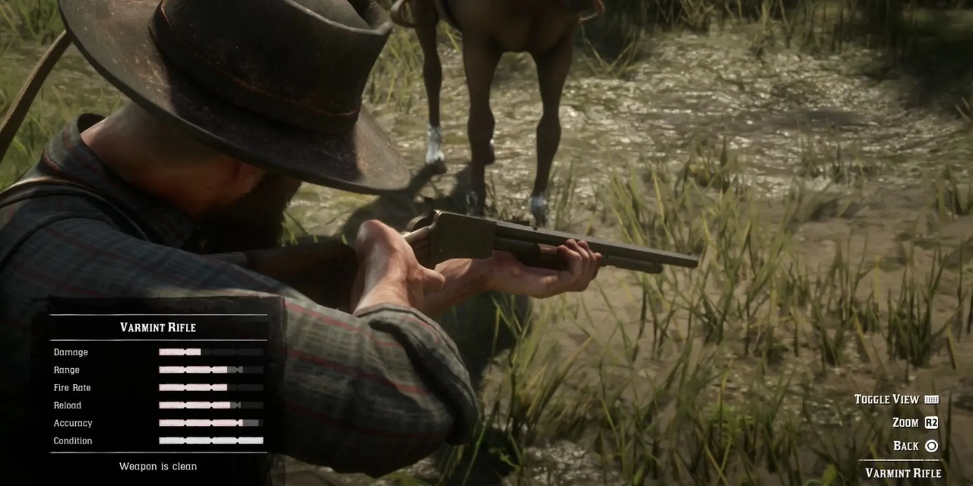 Súng trường Varmint Rifle, một trong nhiều vũ khí được tái hiện chi tiết trong Red Dead Redemption 2