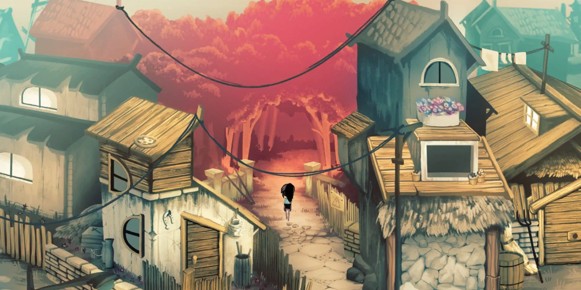 Thị trấn Silentown với phong cách đồ họa vẽ tay độc đáo trong game Children of Silentown