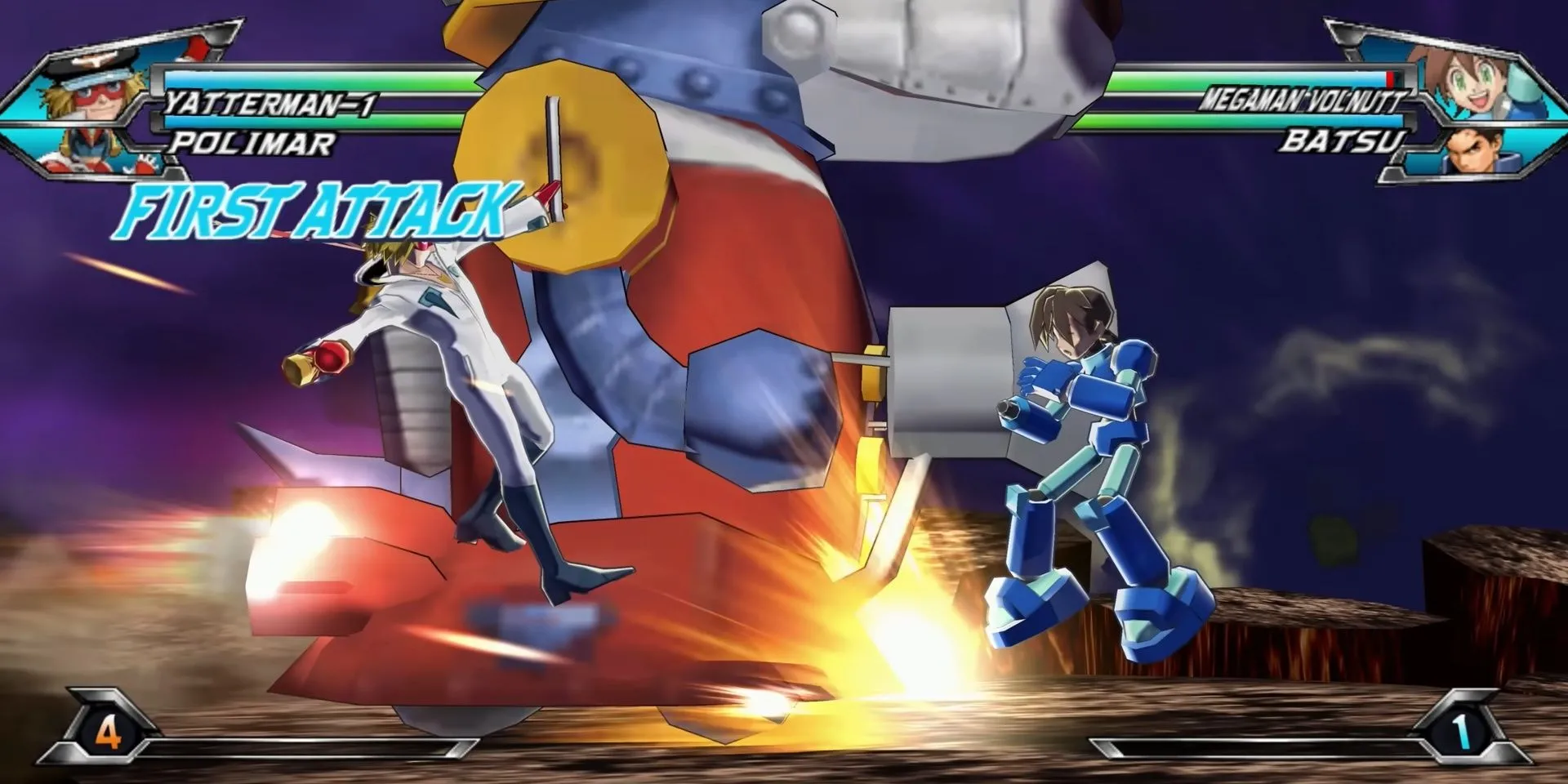 Trận đấu giữa Yatterman-1 và Megaman Volnutt trong Tatsunoko vs Capcom