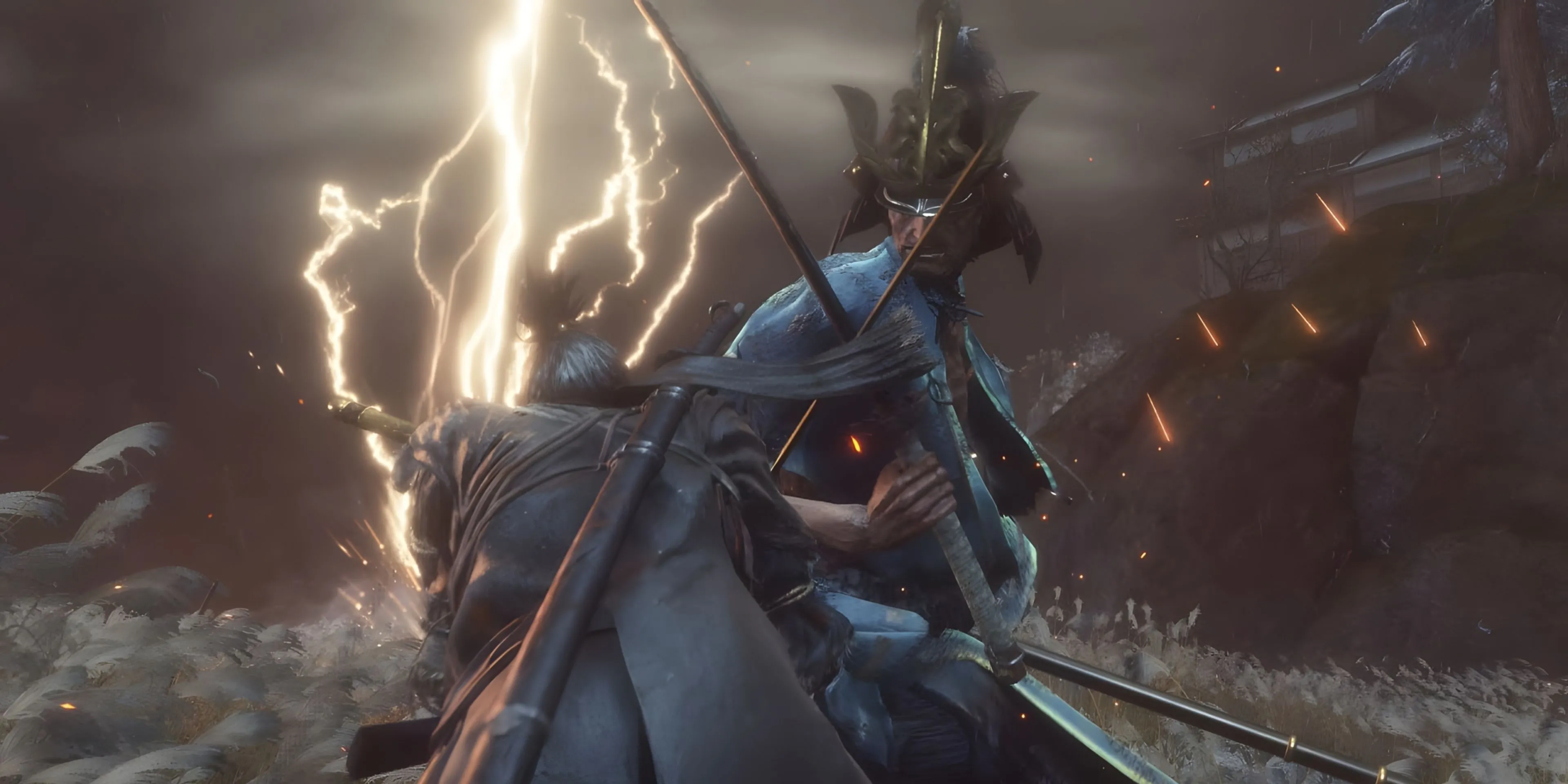 Trận đấu trùm căng thẳng với Sword Saint Isshin trong Sekiro: Shadows Die Twice, đòi hỏi kỹ năng và sự chính xác cao độ.