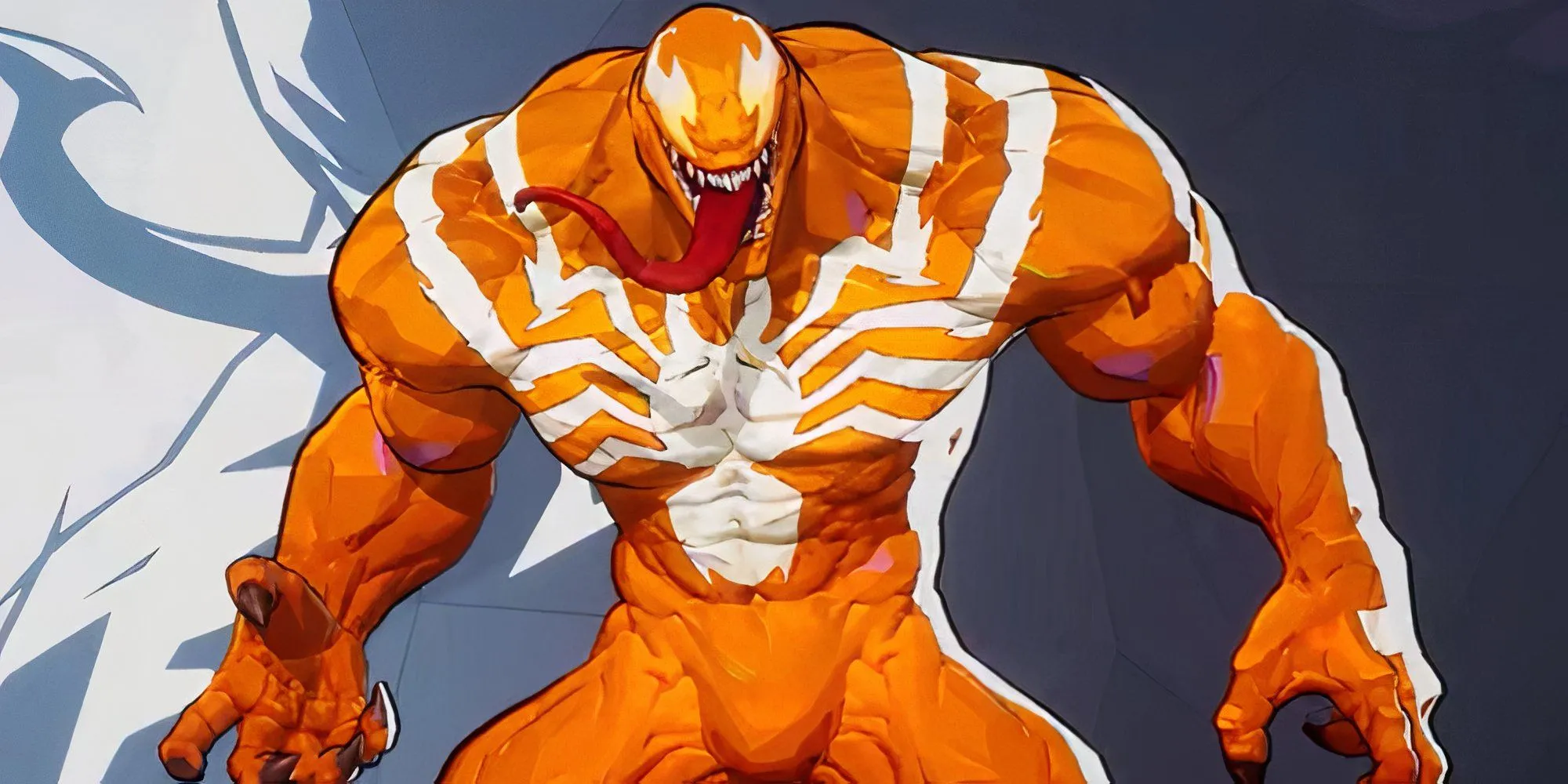 Venom trong bộ skin Hyper Orange nổi bật chuẩn bị thực hiện điệu nhảy trứ danh trong Marvel Rivals.