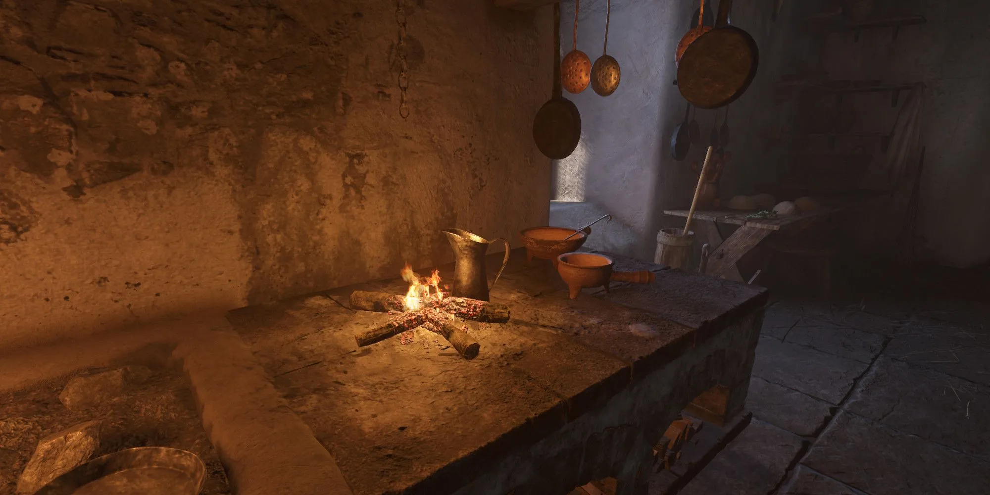 Vị trí lò sưởi đầu tiên ở phía Crone trong nhà bếp của Lâu đài Trosky, Kingdom Come Deliverance 2