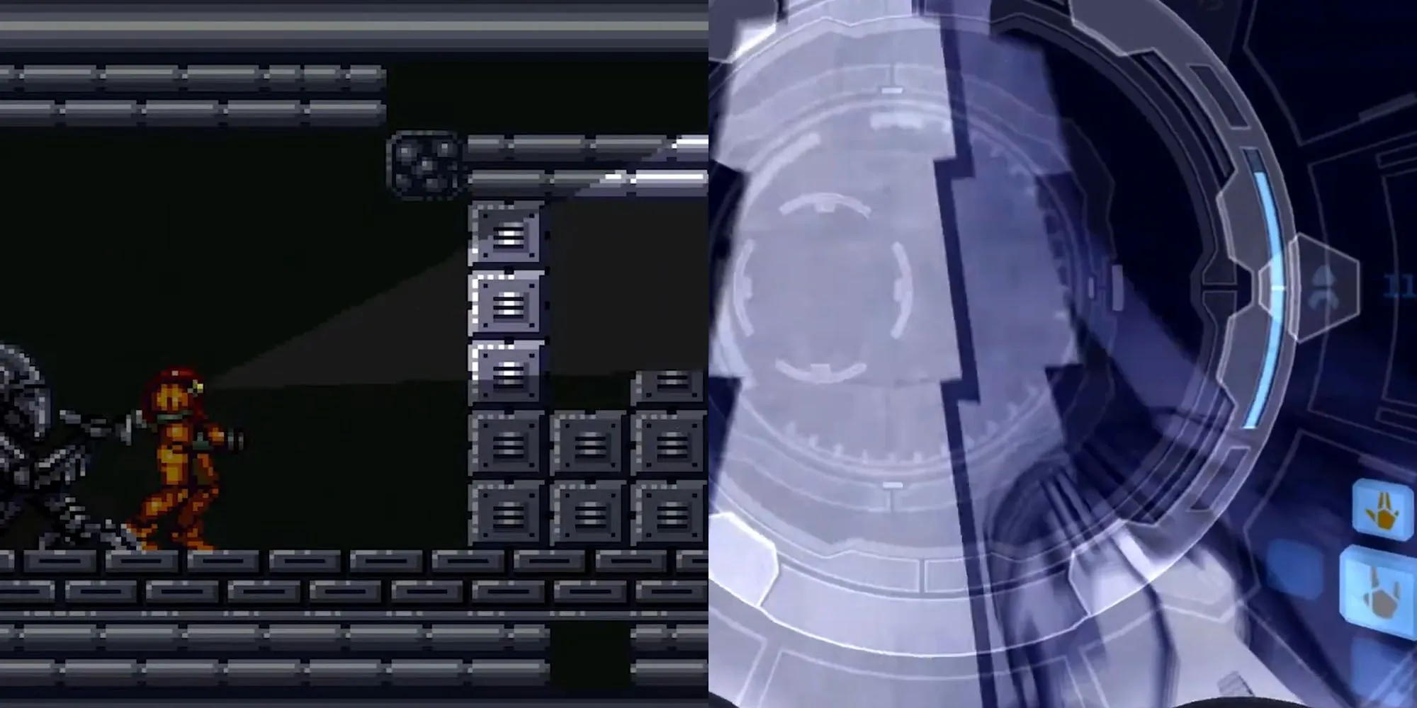 X-Ray Scope trong Super Metroid và X-Ray Visor trong Metroid Prime giúp Samus nhìn xuyên tường
