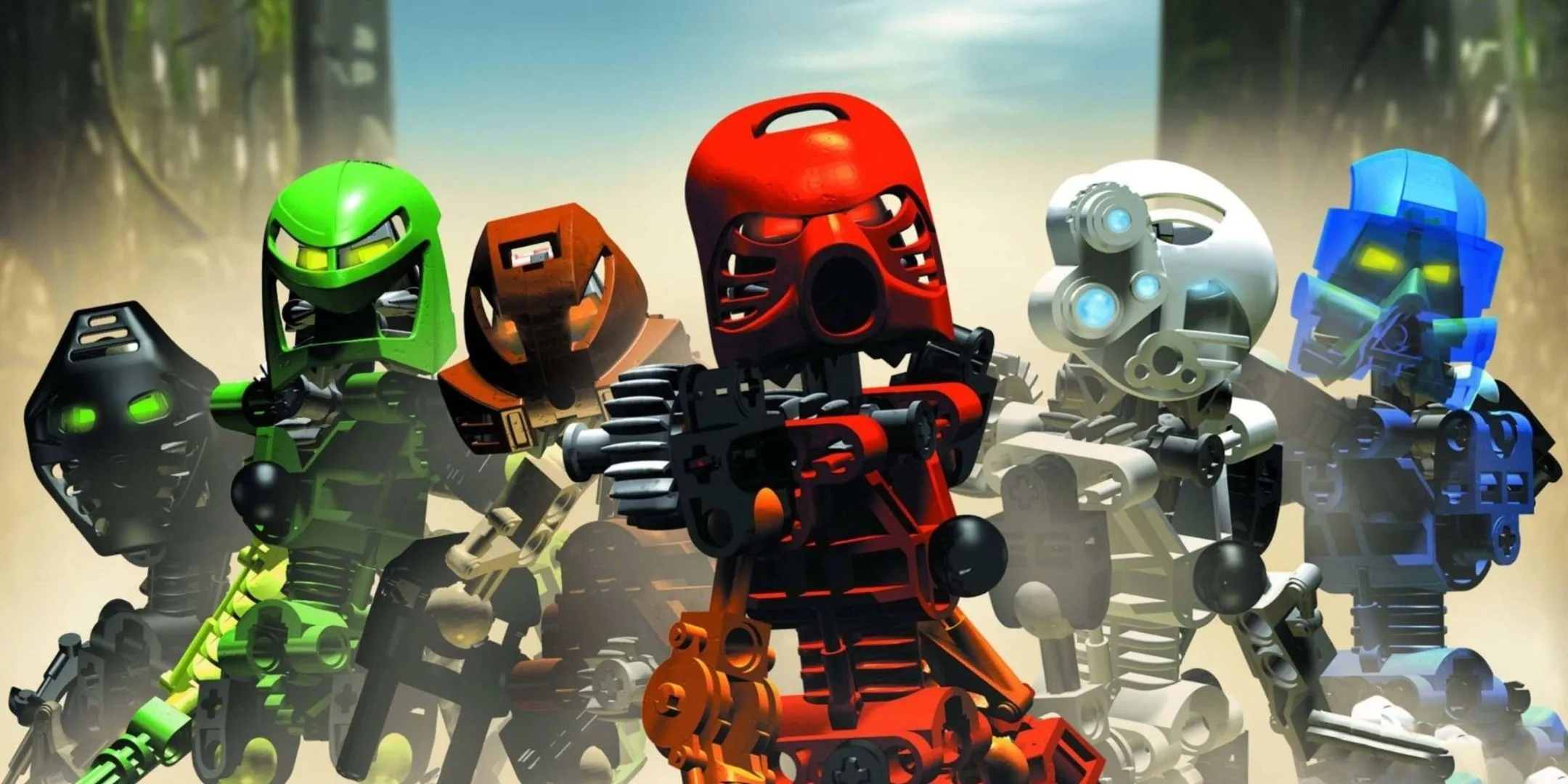 Ảnh minh họa thế giới LEGO qua hình ảnh mặt nạ Bionicle