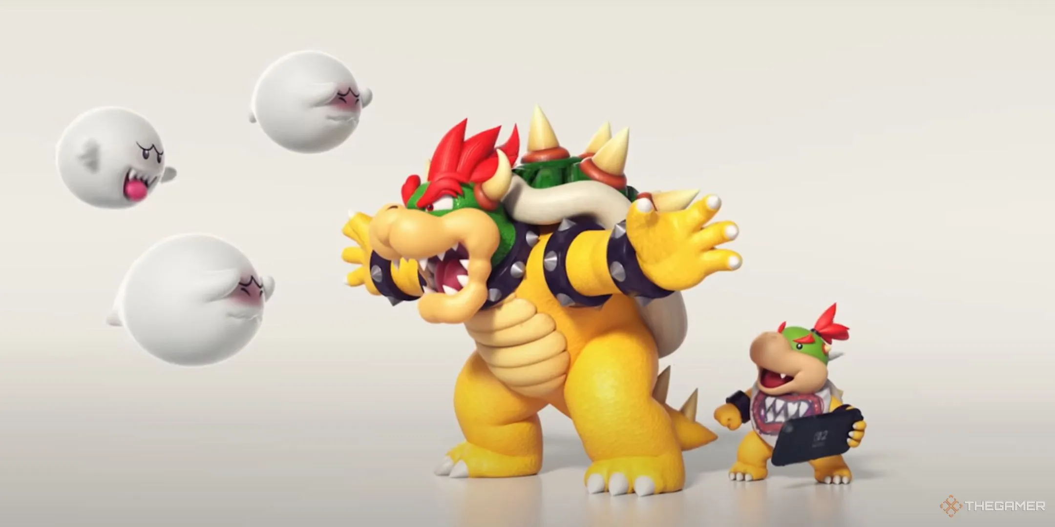 Bowser chặn các hồn ma Boo, minh họa chức năng báo cáo người chơi trong GameChat Switch 2