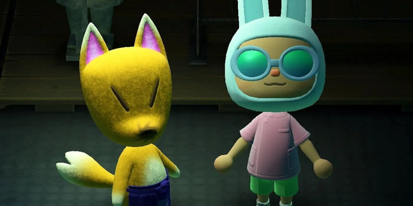 Redd và người chơi đứng trên thuyền buôn tranh trong Animal Crossing New Horizons