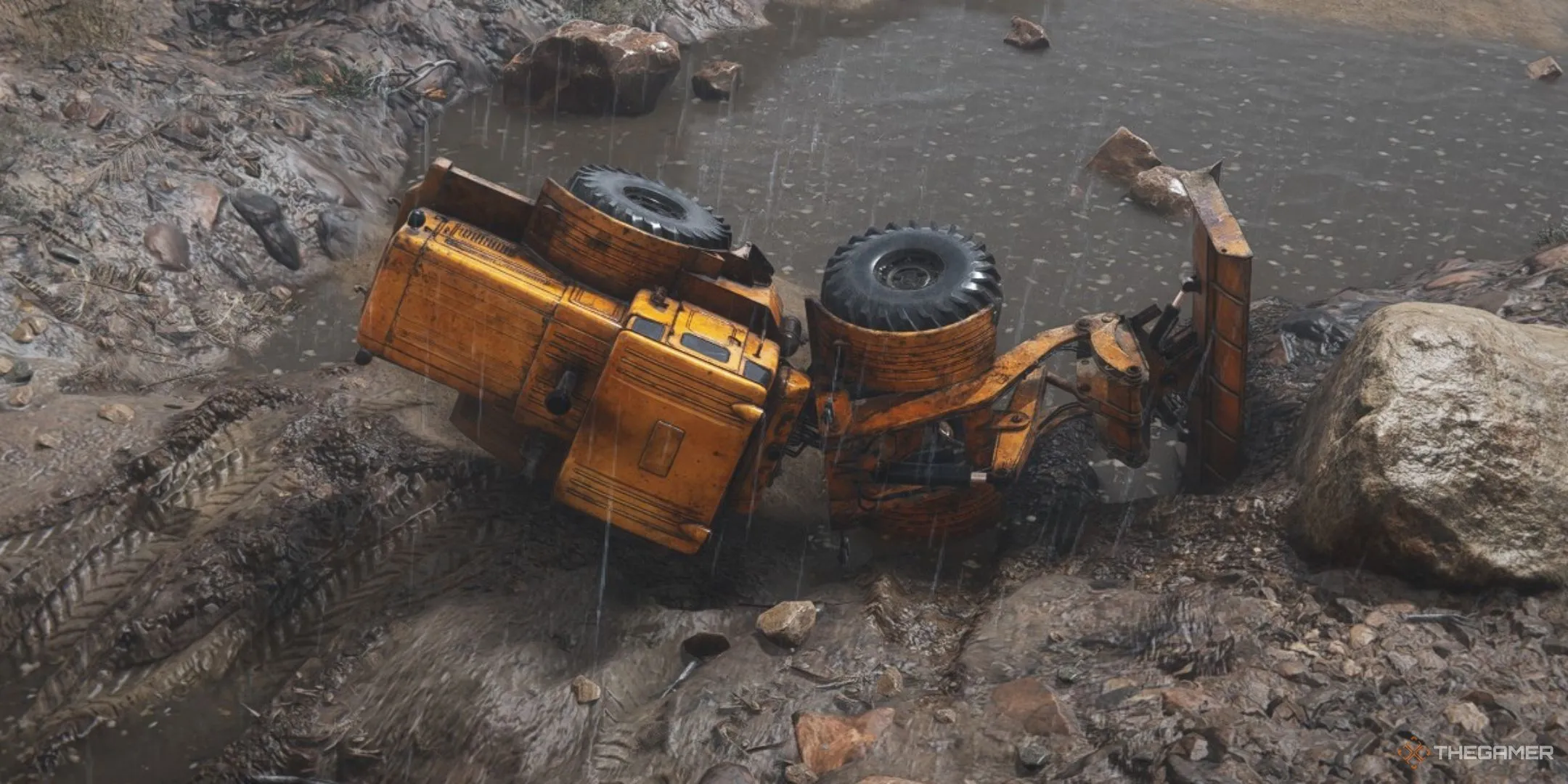 Xe ủi Kronewerk bị lật úp trong bùn lầy RoadCraft