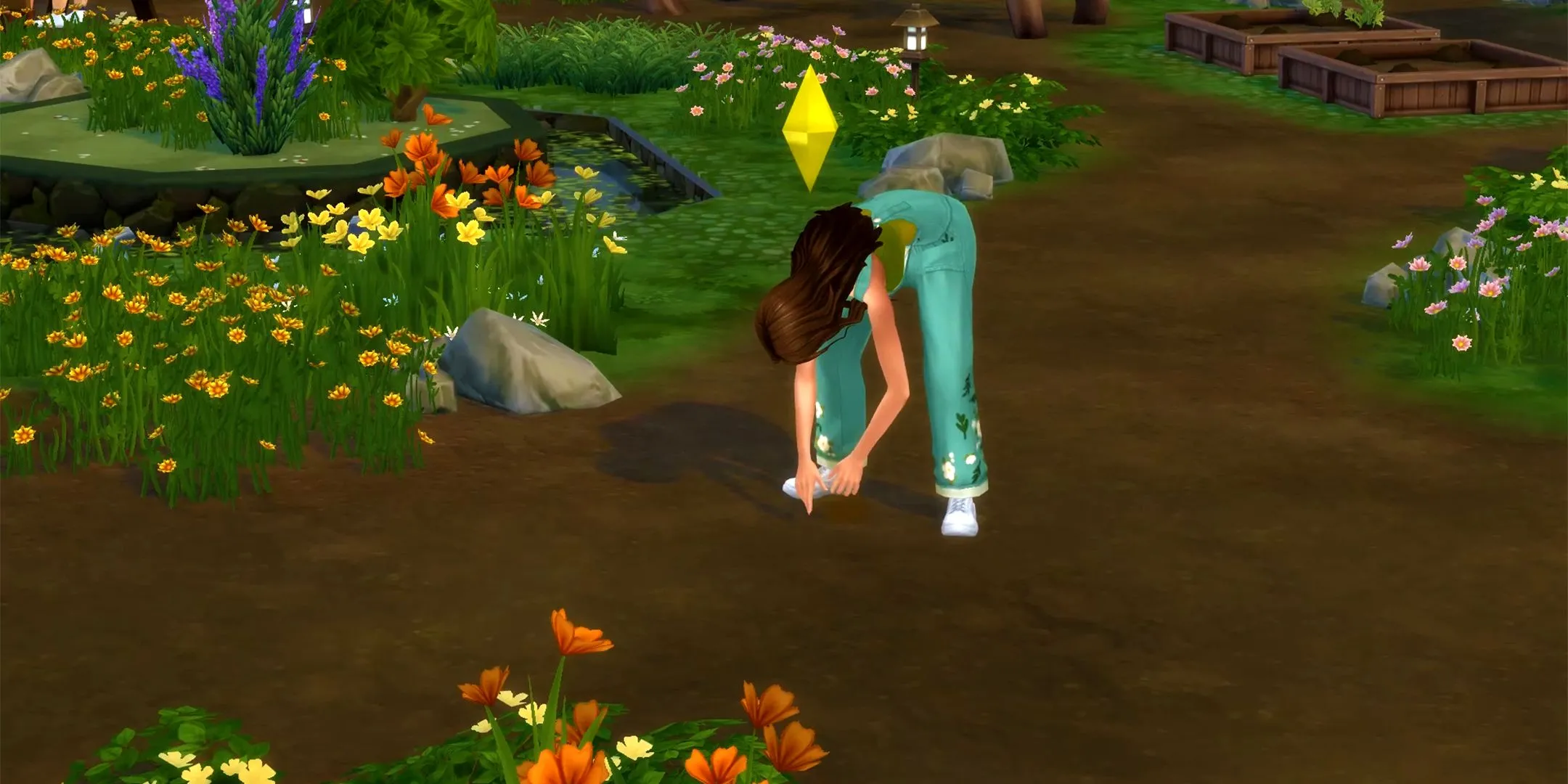 Bảng Fables ở Everdew trong The Sims 4, nơi Sim có thể tìm nhiệm vụ để nhận hạt giống Aura Blossom