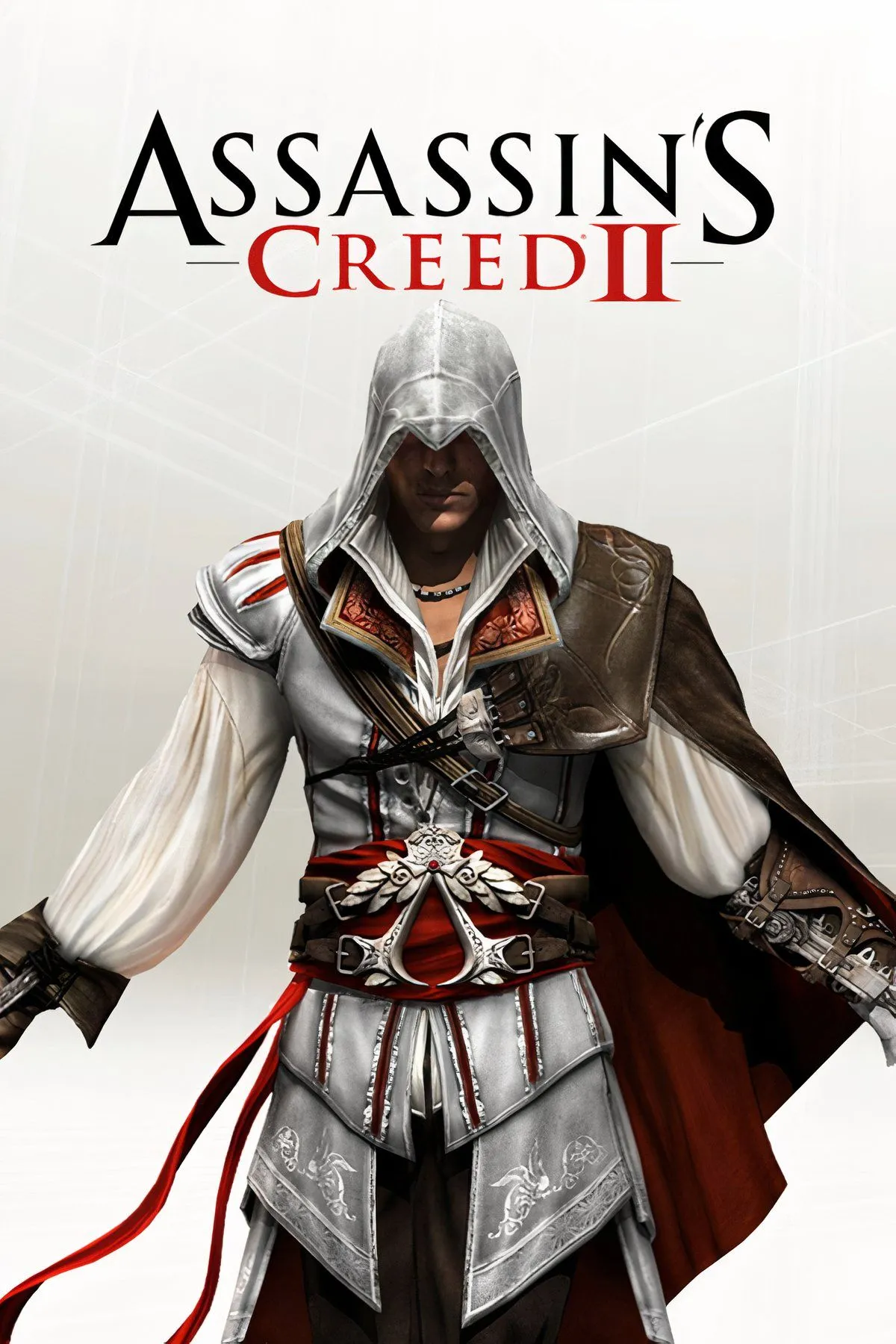 Bìa game Assassin's Creed II, giới thiệu nhân vật Ezio Auditore da Firenze.