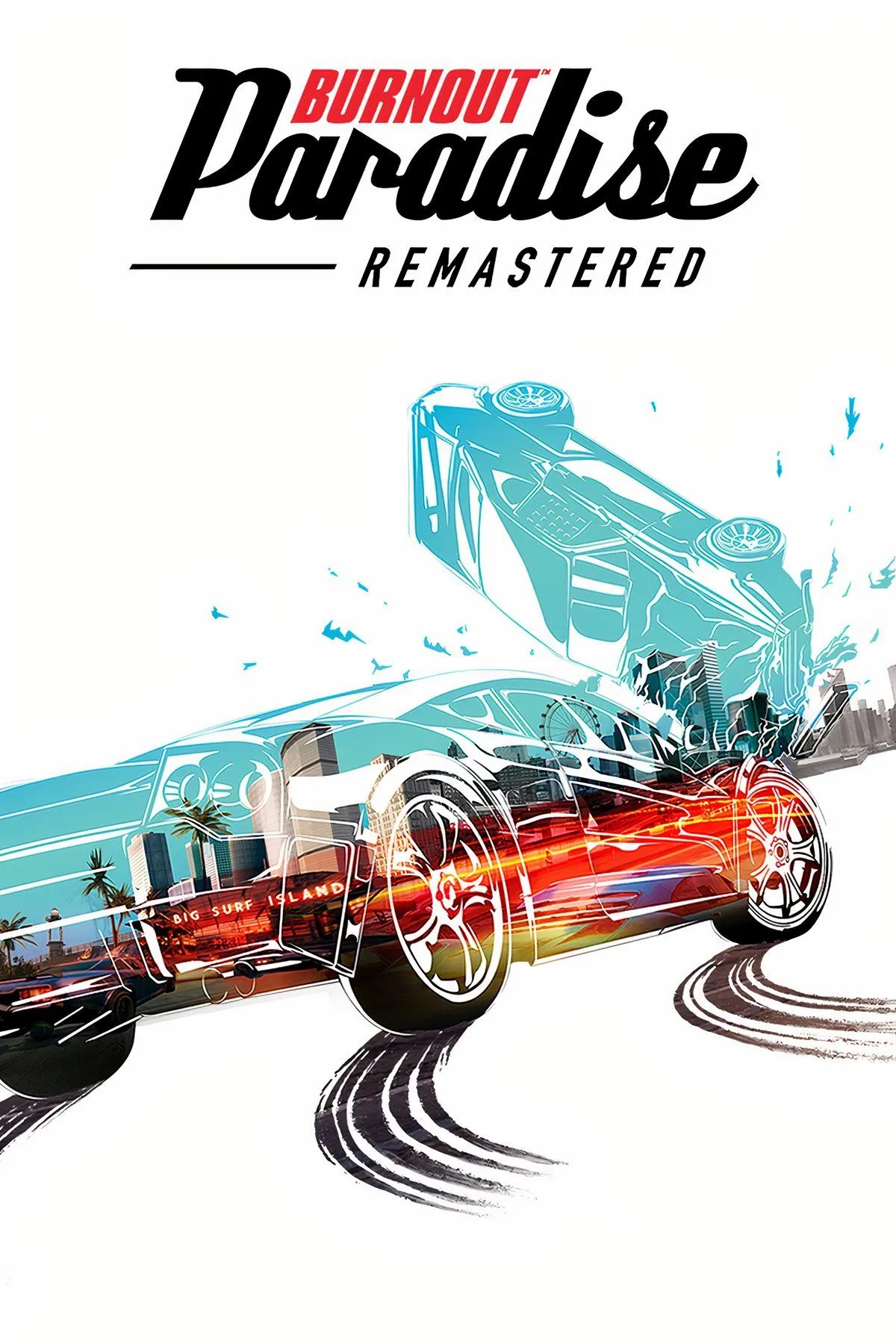 Bìa game đua xe thế giới mở Burnout Paradise sôi động.