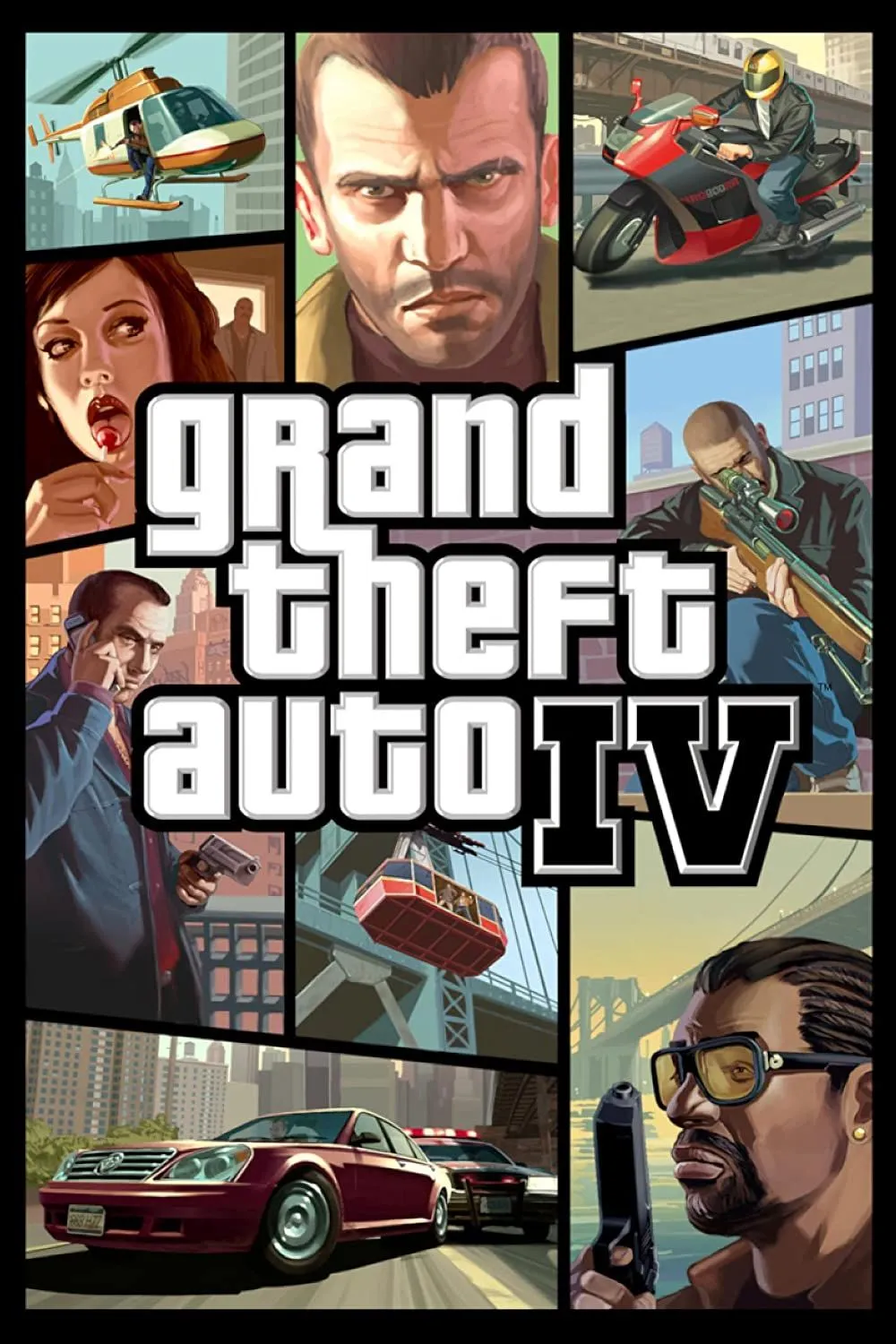 Bìa game Grand Theft Auto IV với nhân vật chính Niko Bellic.