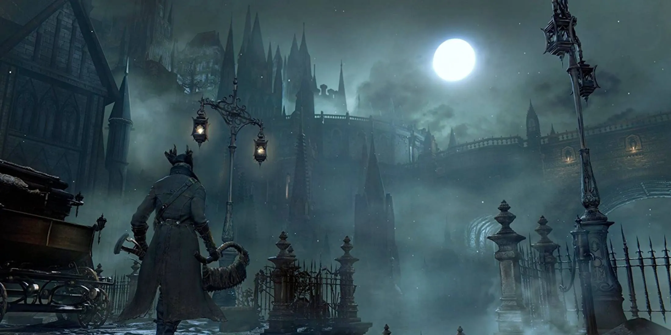 Bloodborne thợ săn đối mặt quái vật trong Yharnam