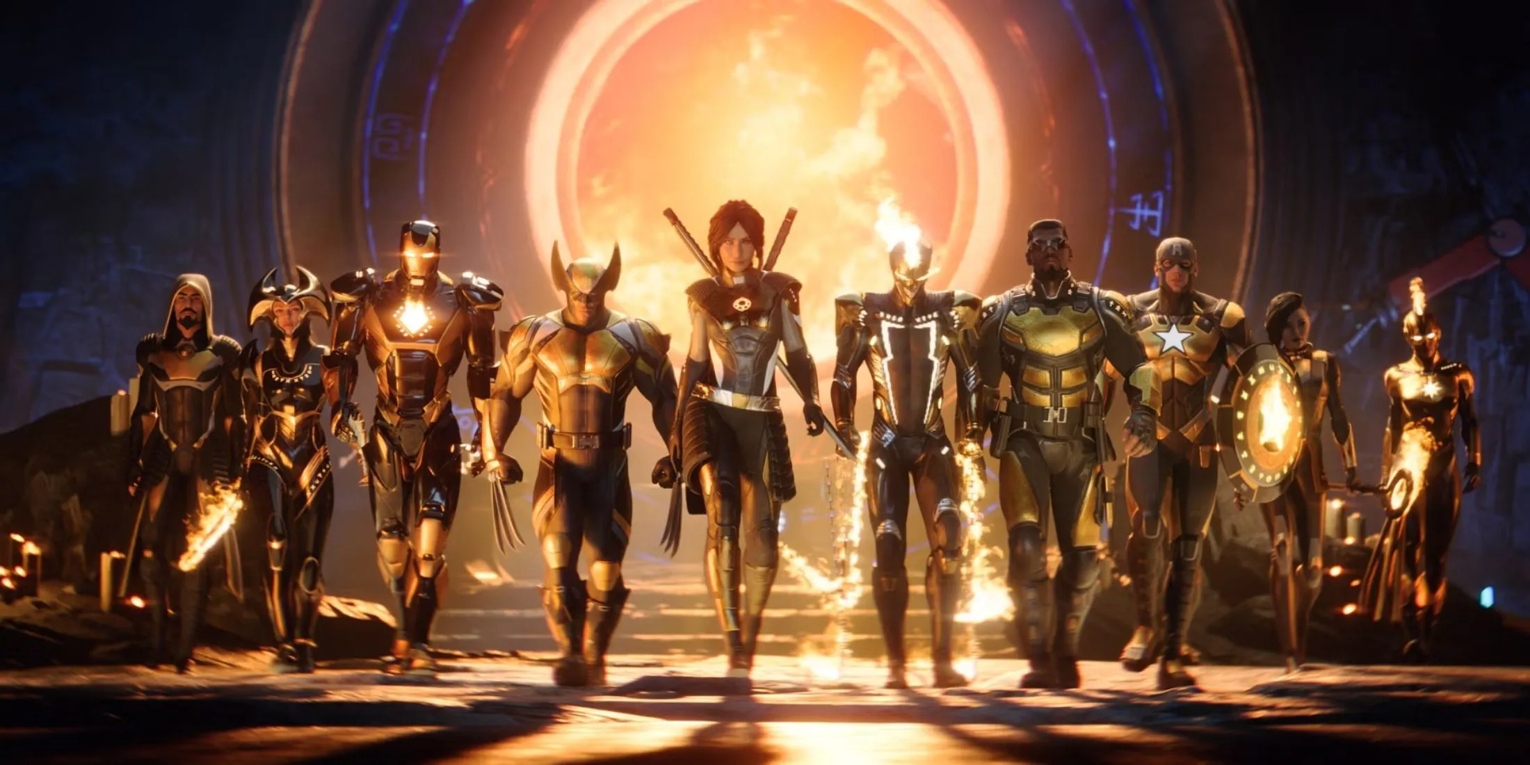 Các anh hùng Marvel trong bộ giáp Midnight Sun trong game Marvel's Midnight Suns