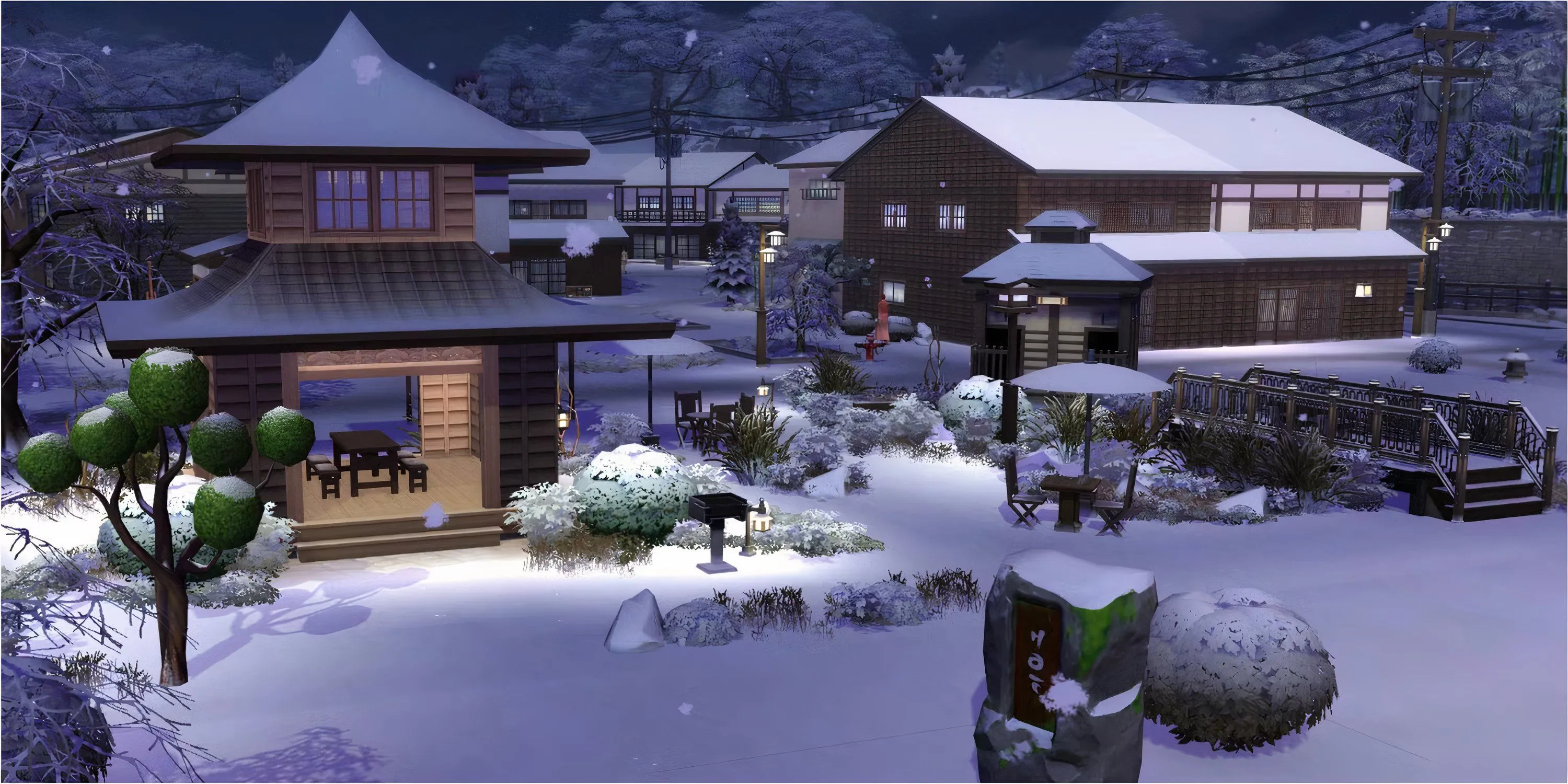 Căn hộ cho thuê Kiyomatsu Vacation Rental ấm cúng với kiến trúc truyền thống Nhật Bản ở Mt. Komorebi trong The Sims 4.