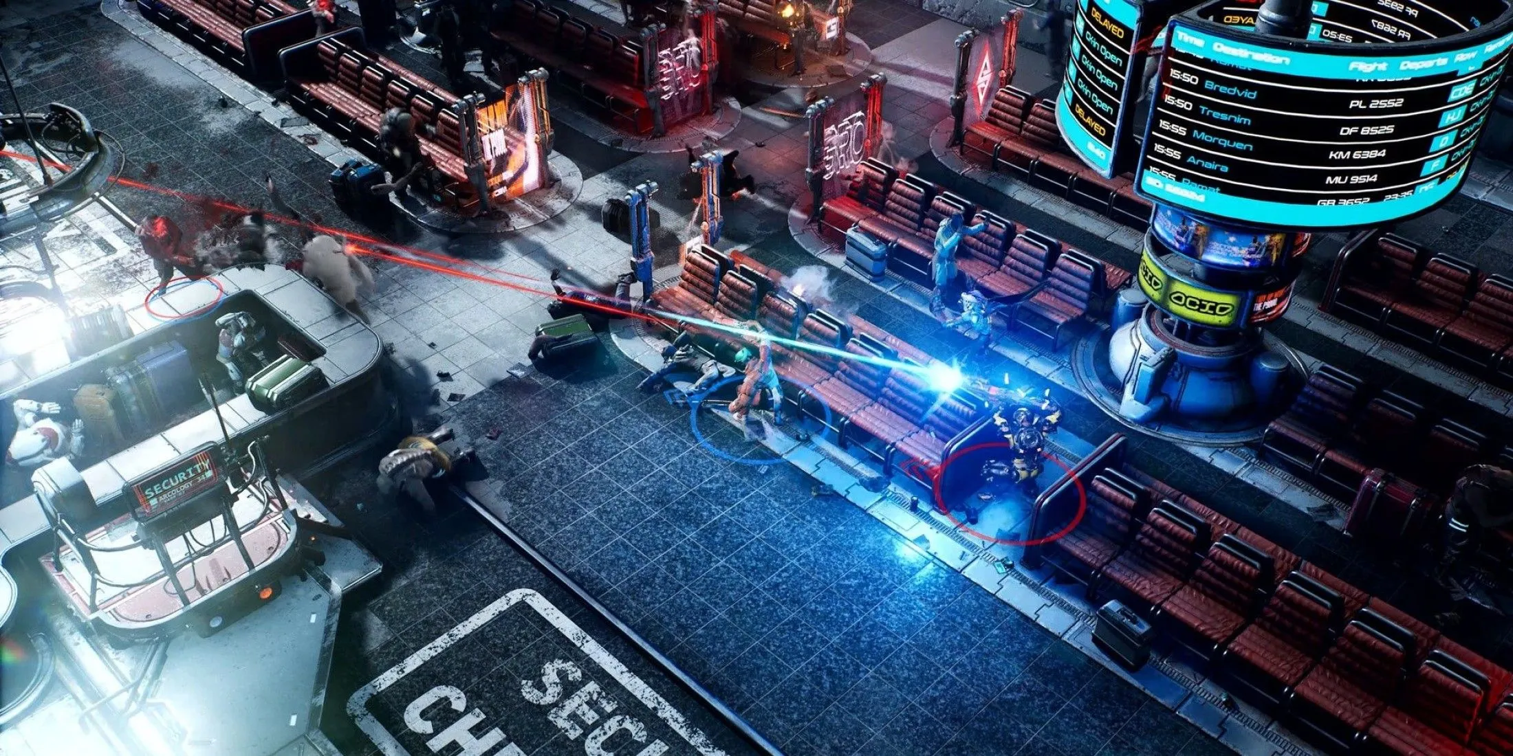Cảnh chiến đấu co-op đầy kịch tính trong The Ascent, nơi game thủ đối đầu với kẻ thù trong thế giới cyberpunk