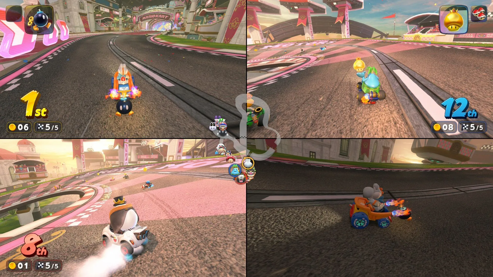 Cảnh đua 24 người đầy kịch tính trong Mario Kart World