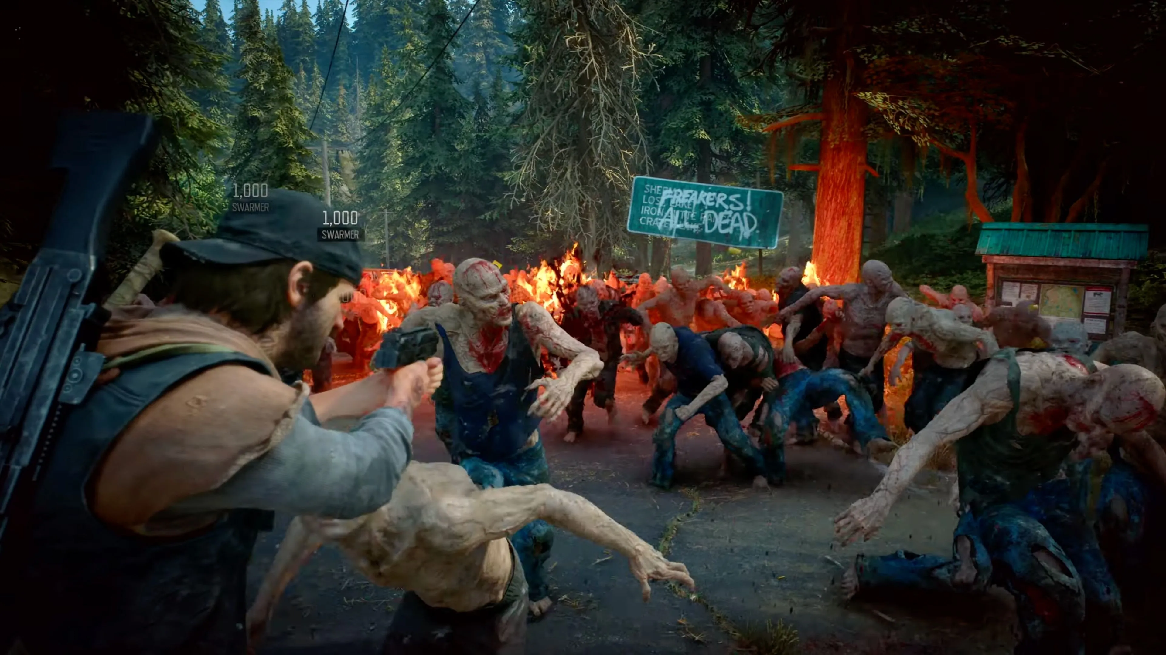 Cảnh hành động kịch tính với xe máy và đàn zombie trong Days Gone Remastered